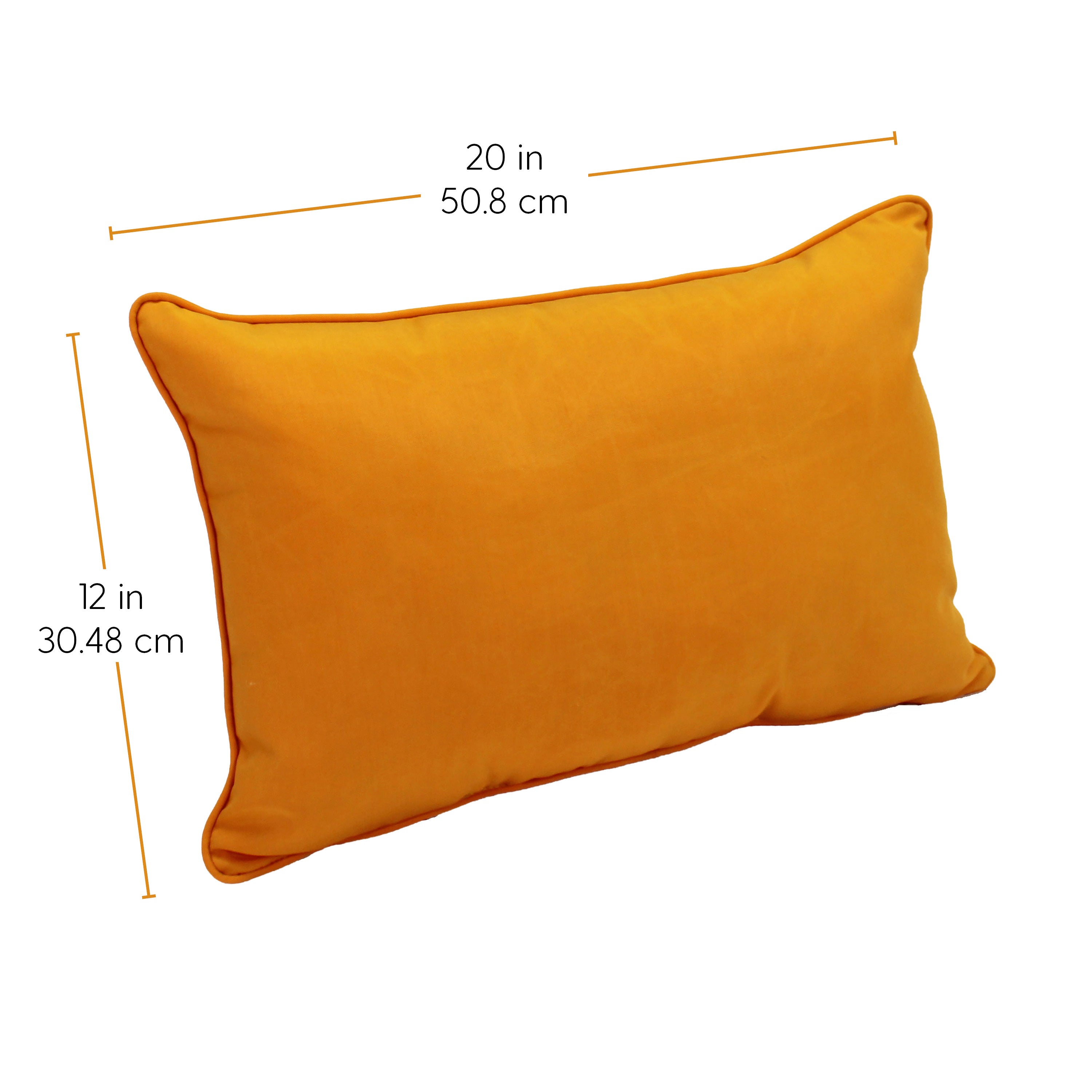 Presidio 12" x 20" Lumbar Indoor/Outdoor Pillow with Piping, 2-Piece - Marigold