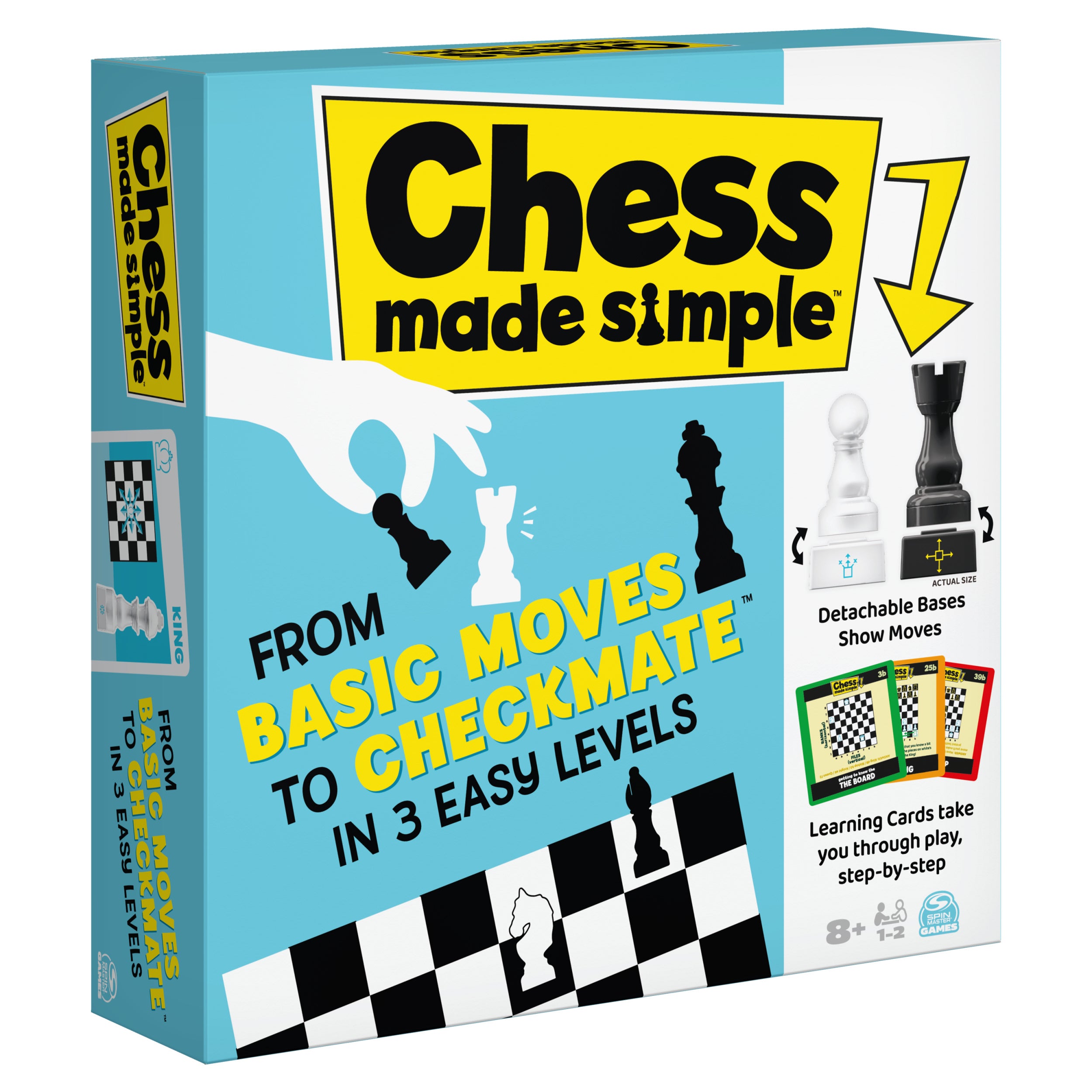 Spin Master Games, Chess Made Simple, Learn to Play Strategy Board Games for Beginners, Chess, 2 Players, for Kids Ages 8 & Up