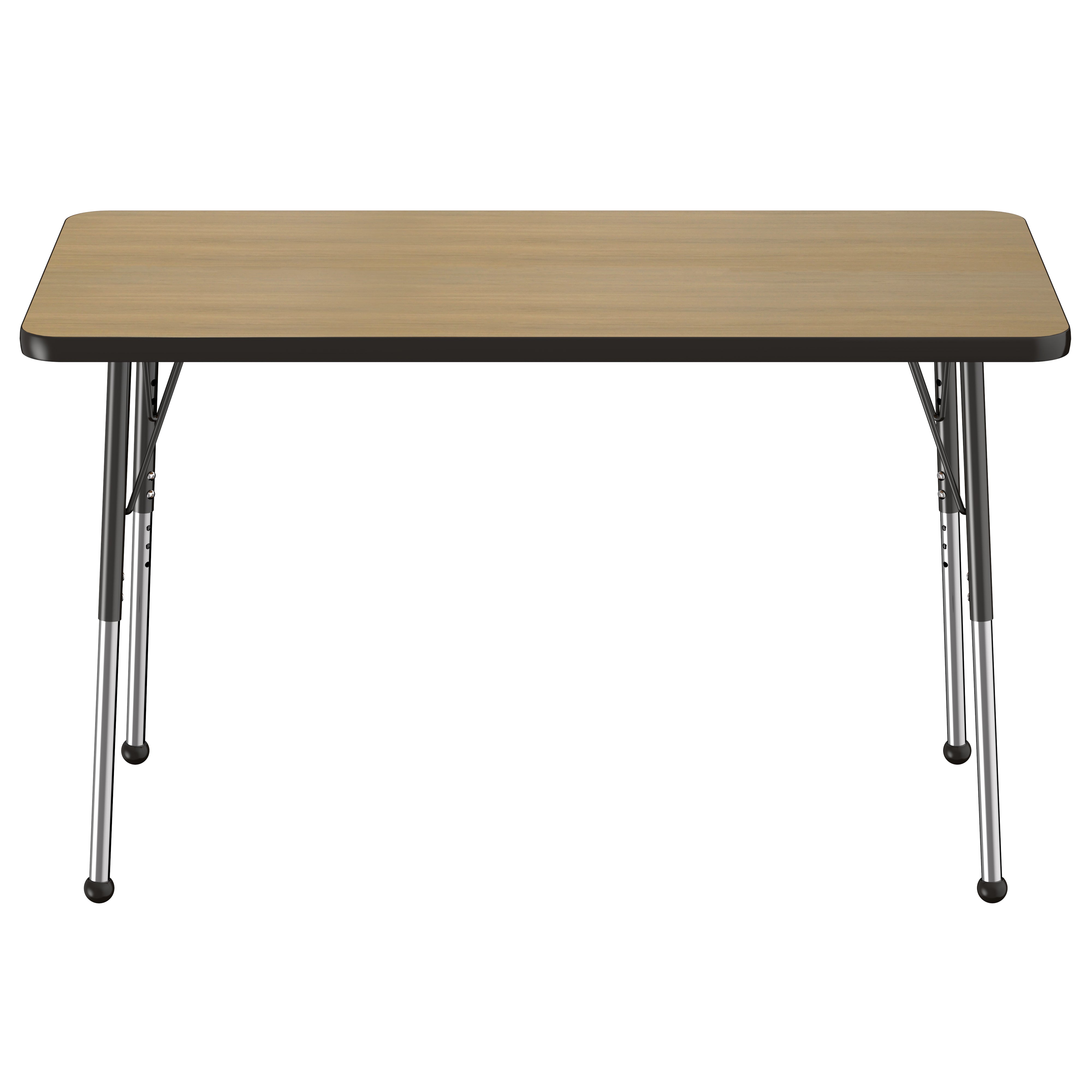 24" x 48" Rectangle Thermofused Activity Table with Adjustable Standard Ball Glide Legs - Pasadena Oak/Black