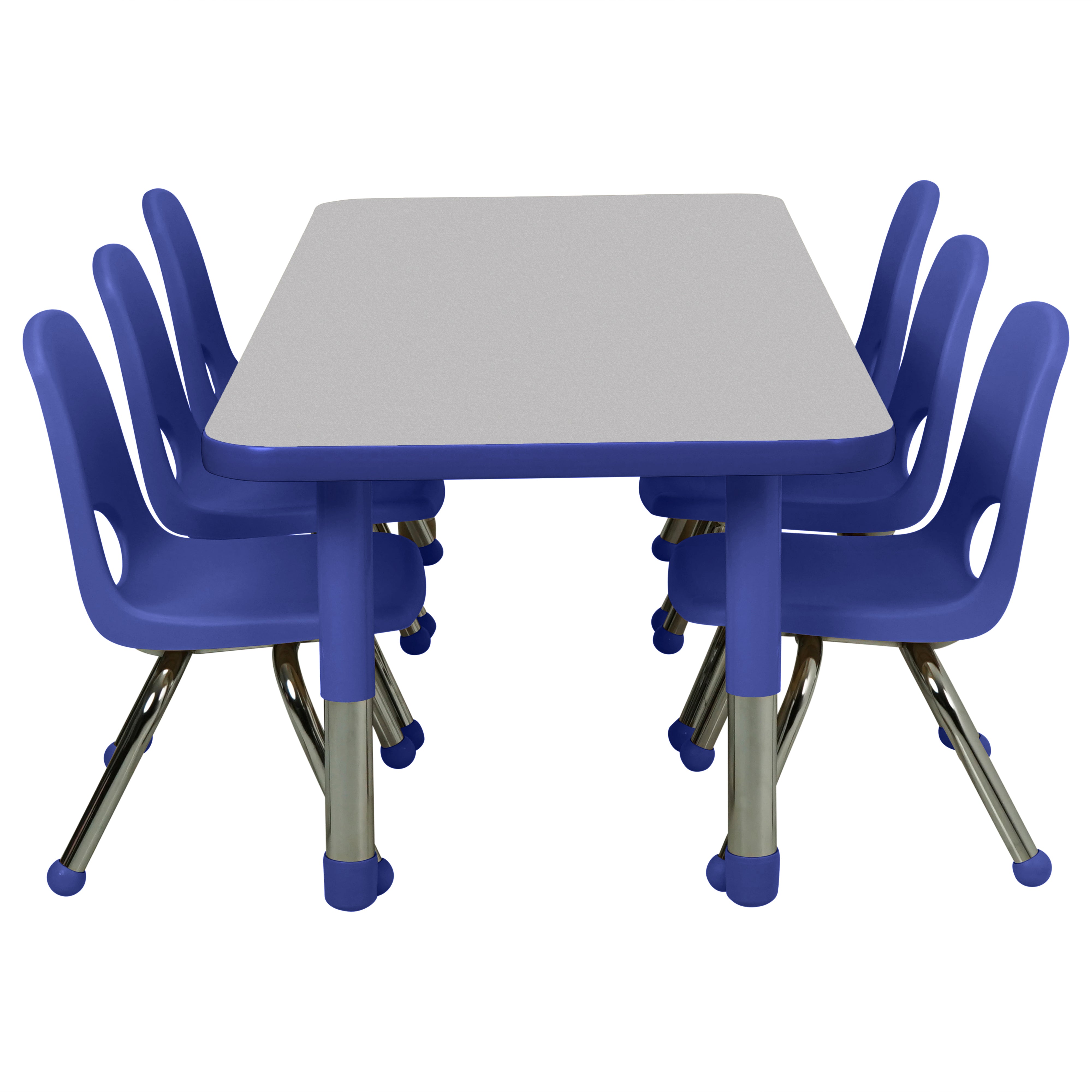 24" x 60" Rectangle T-Molding Activity Table with Adjustable Tiny Tot Legs - Gray/Blue