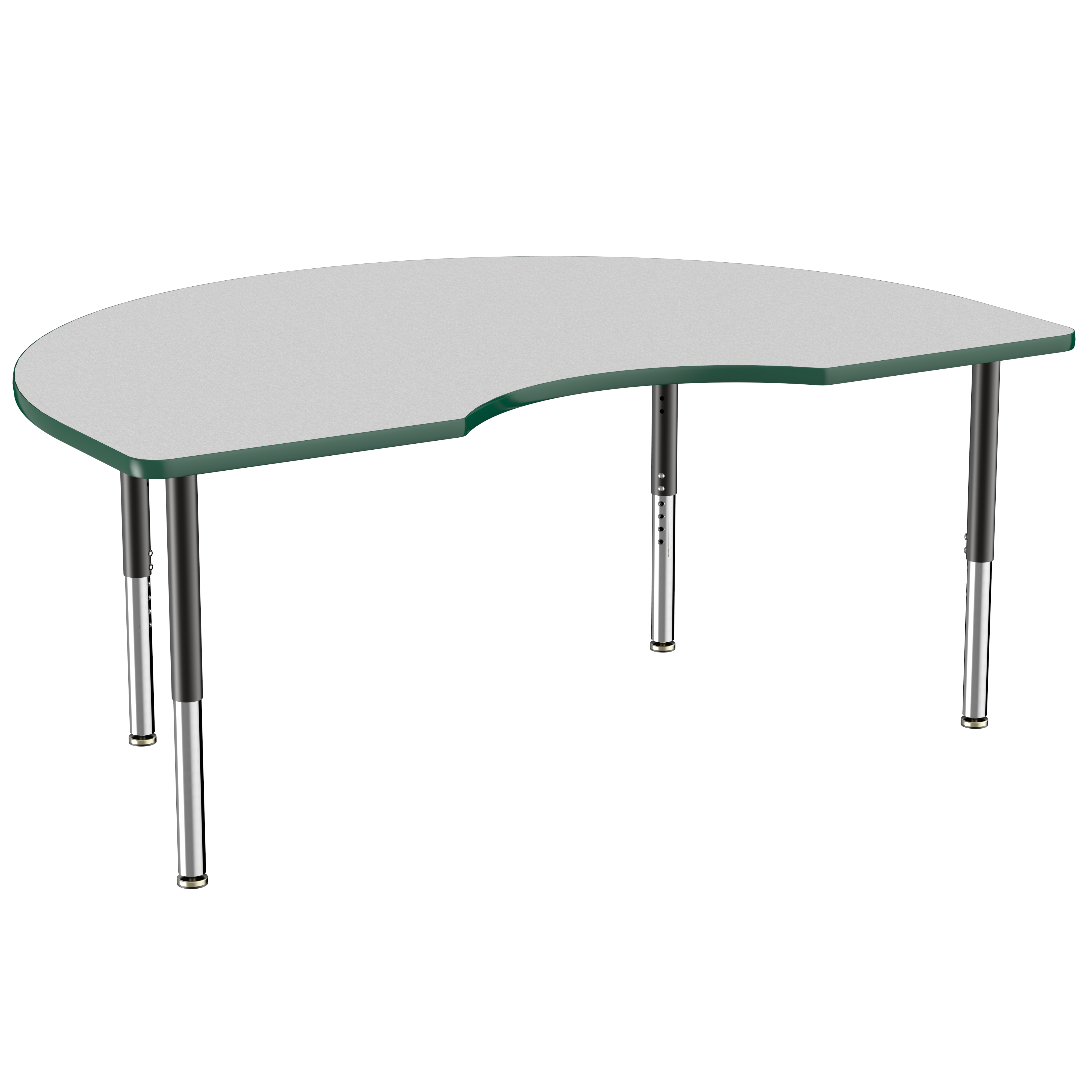 48" x 72" Kidney T-Molding Activity Table with Adjustable Super Legs - Gray/Green/Black