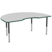 48" x 72" Kidney T-Molding Activity Table with Adjustable Super Legs - Gray/Green/Black
