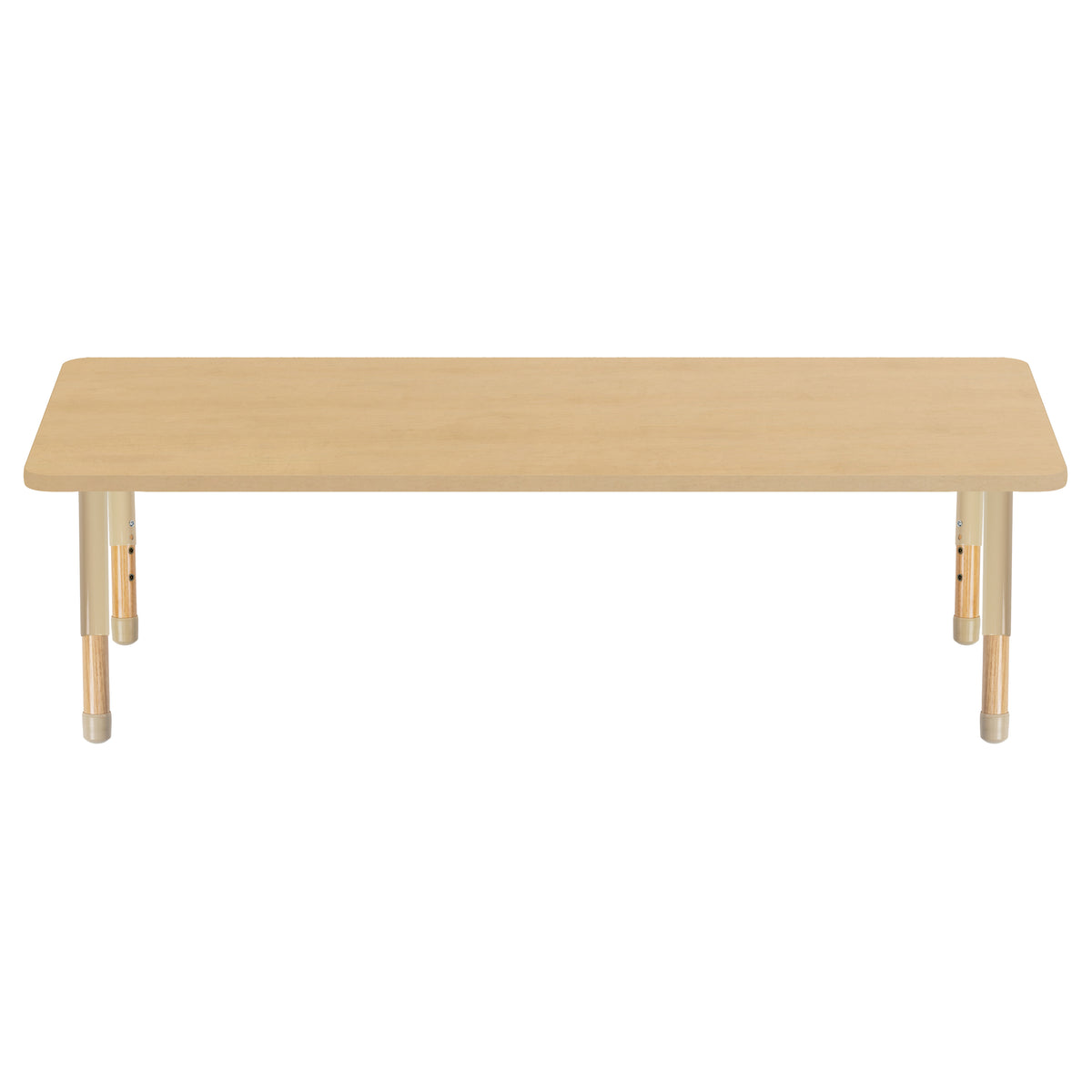30" x 72" Rectangle Thermofused Activity Table with Adjustable Chunky Wood Legs - Maple Grain/Sand/Natural