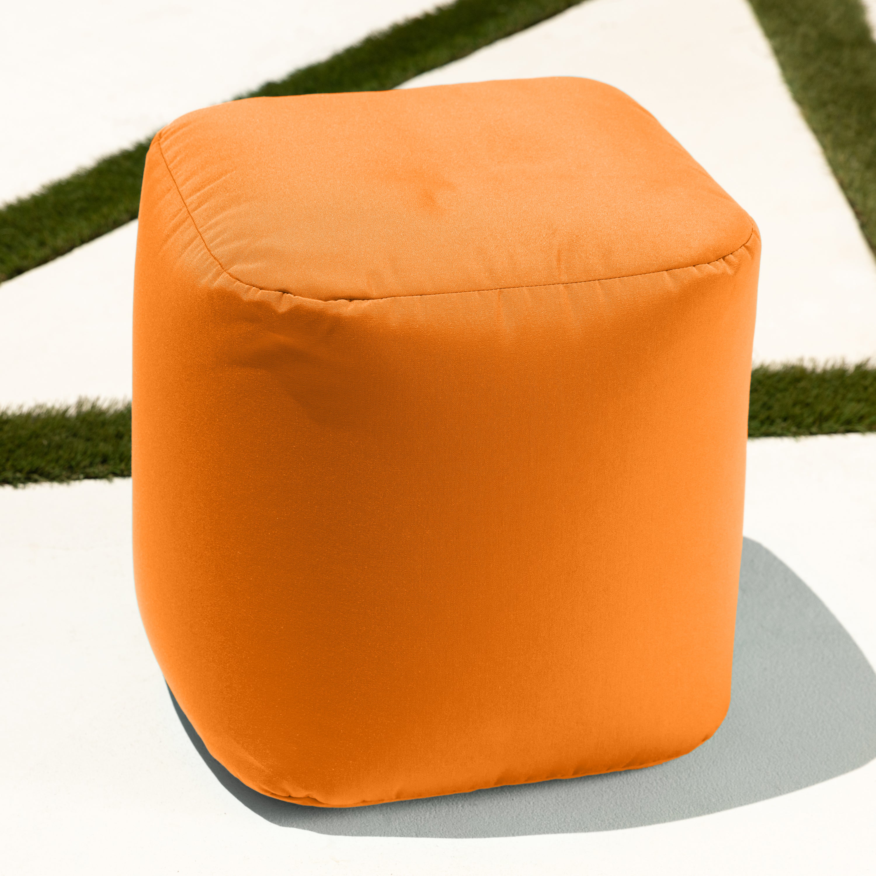 Jaxx Luckie Outdoor Patio Bean Bag Ottoman, Tangerine