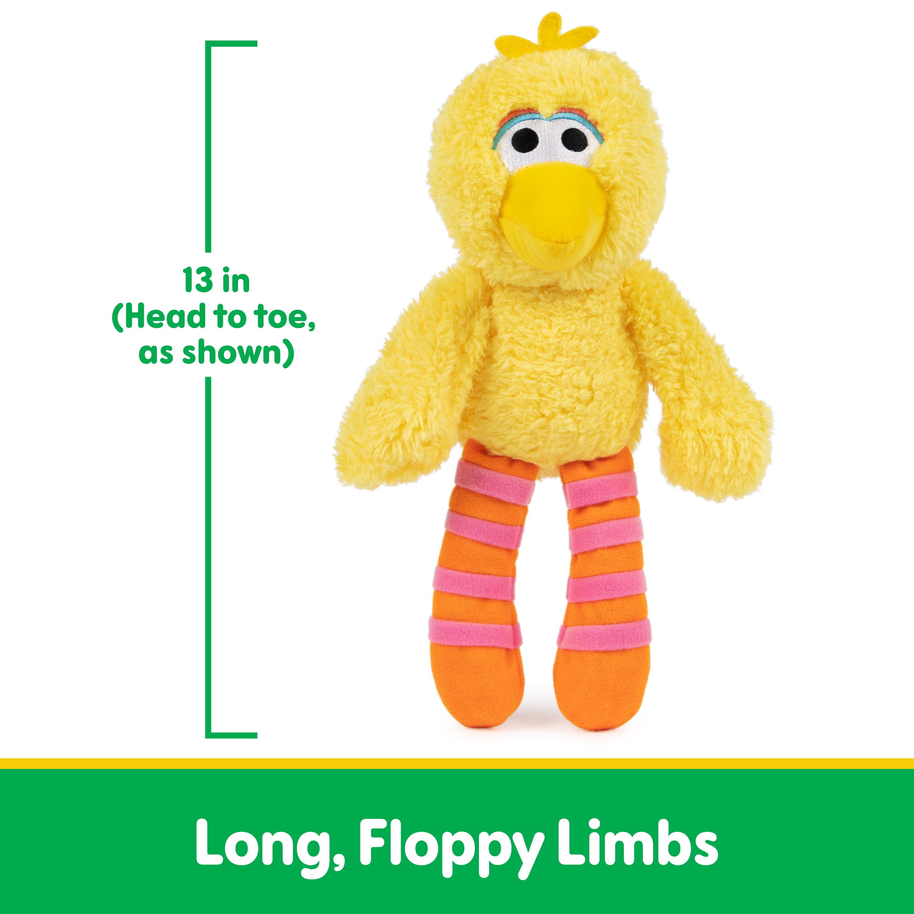 GUND Sesame Street Official Big Bird Take Along Buddy Plush, Premium Plush Toy for Ages 1 & Up, Yellow, 13”