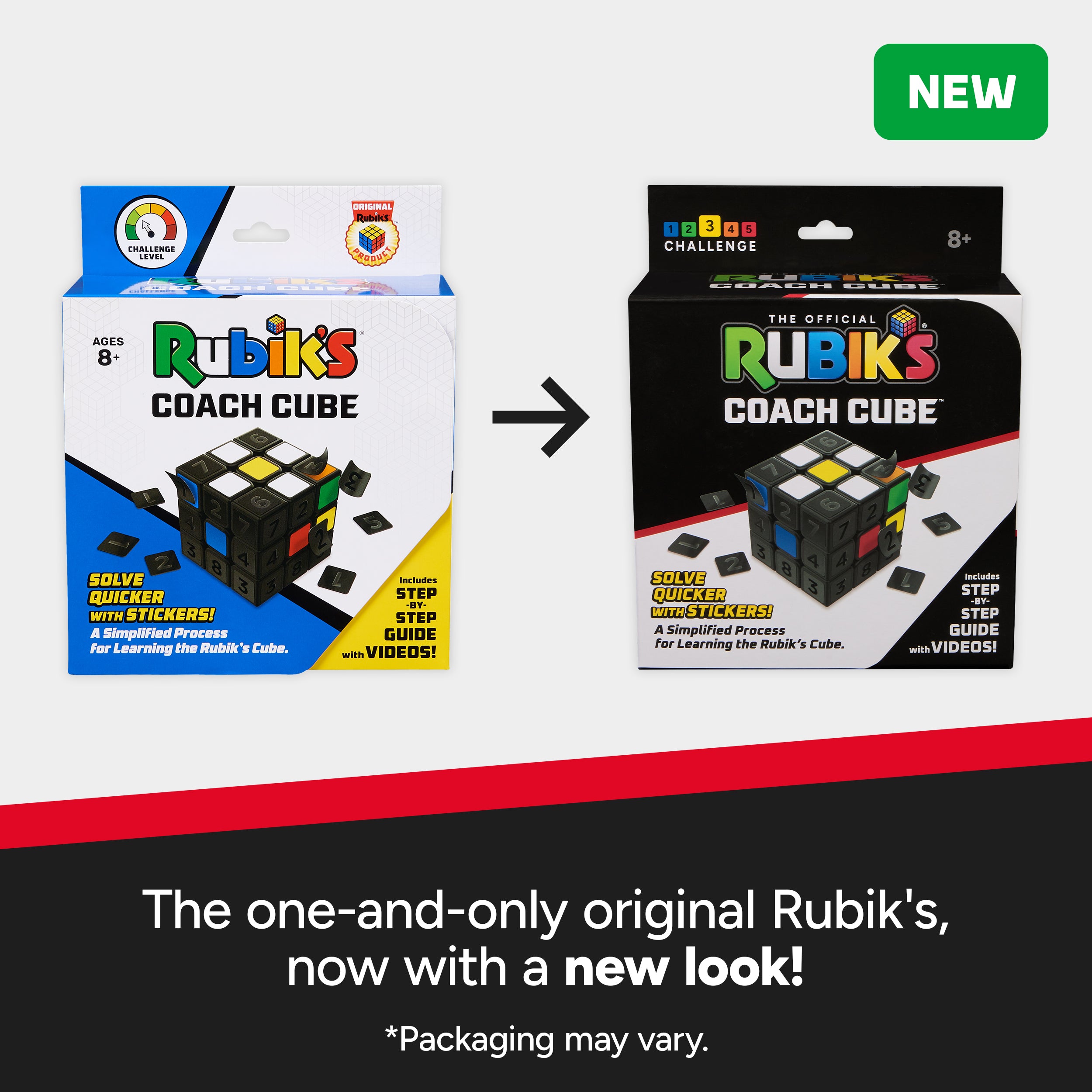 Rubik’s Cube, Coach Cube, Learn to Solve 3x3 Cube with Stickers, Guide & Videos, Classic Color-Matching Puzzle, Problem-Solving Brain Teaser, for Adults, Teens, Kids for Ages 8 & Up