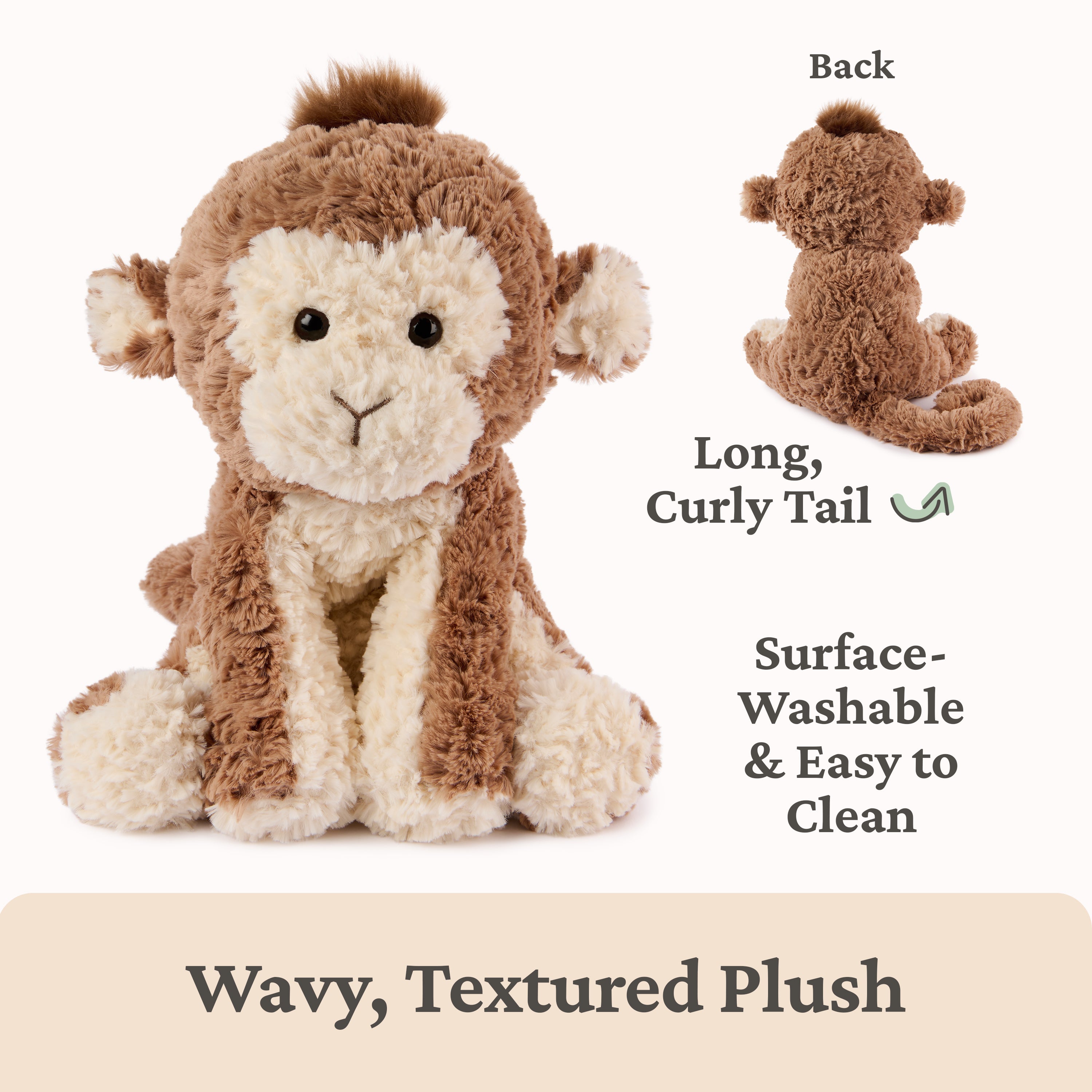 GUND Cozys Collection Monkey Plush, Monkey Stuffed Animal for Ages 1 and Up, Brown, 10”
