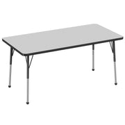 30" x 60" Rectangle Thermofused Activity Table with Adjustable Standard Ball Glide Legs - Gray/Black