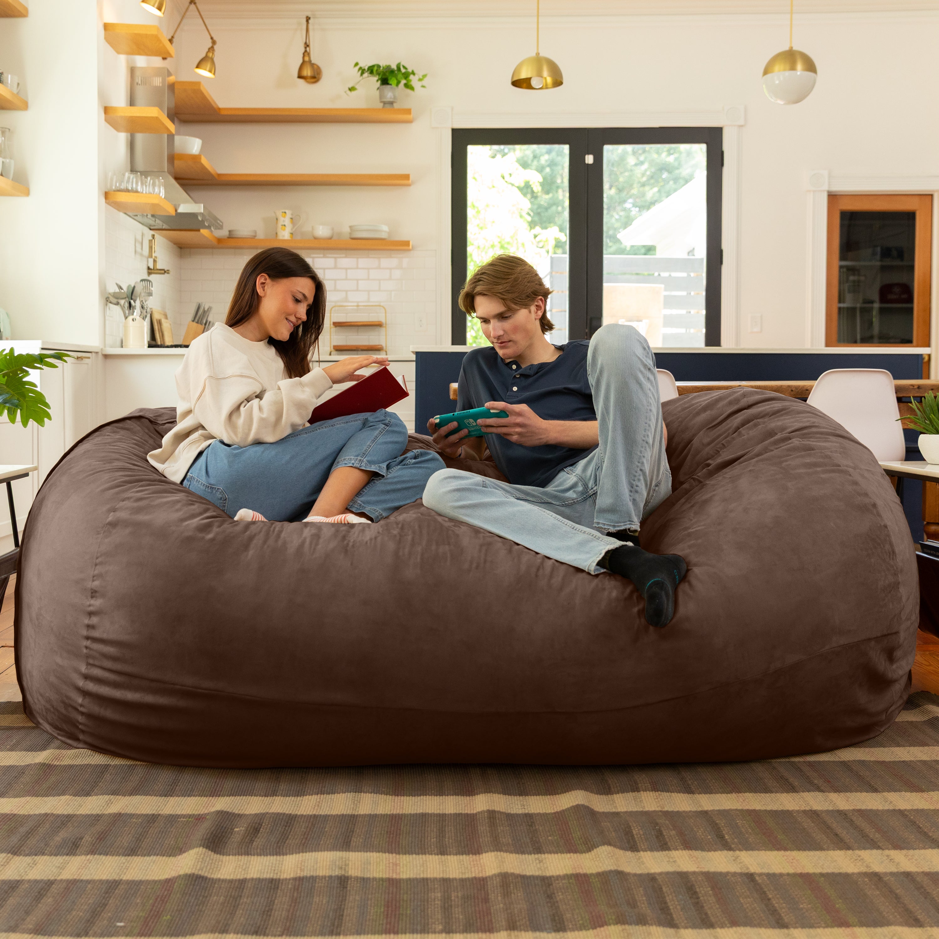 Jaxx 7 Foot Giant Bean Bag Sofa, Chocolate
