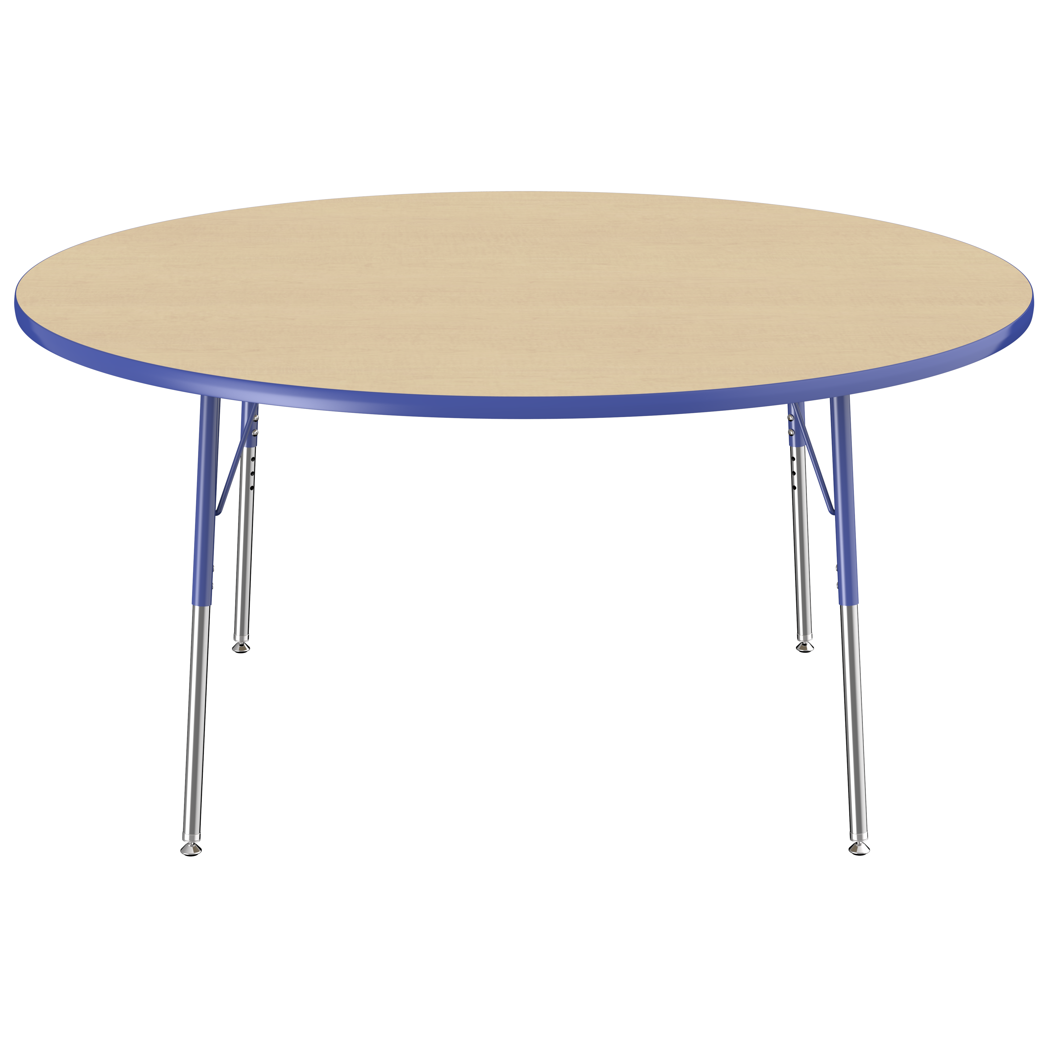 60" Round T-Molding Activity Table with Adjustable Standard Swivel Glide Legs - Maple/Blue