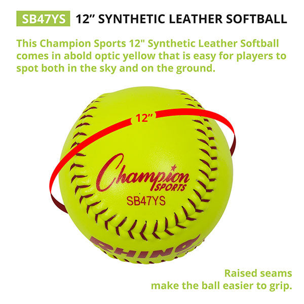 12" Synthetic Leather Poly Core Softball