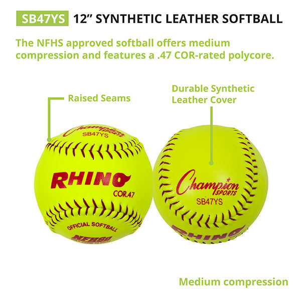 12" Synthetic Leather Poly Core Softball