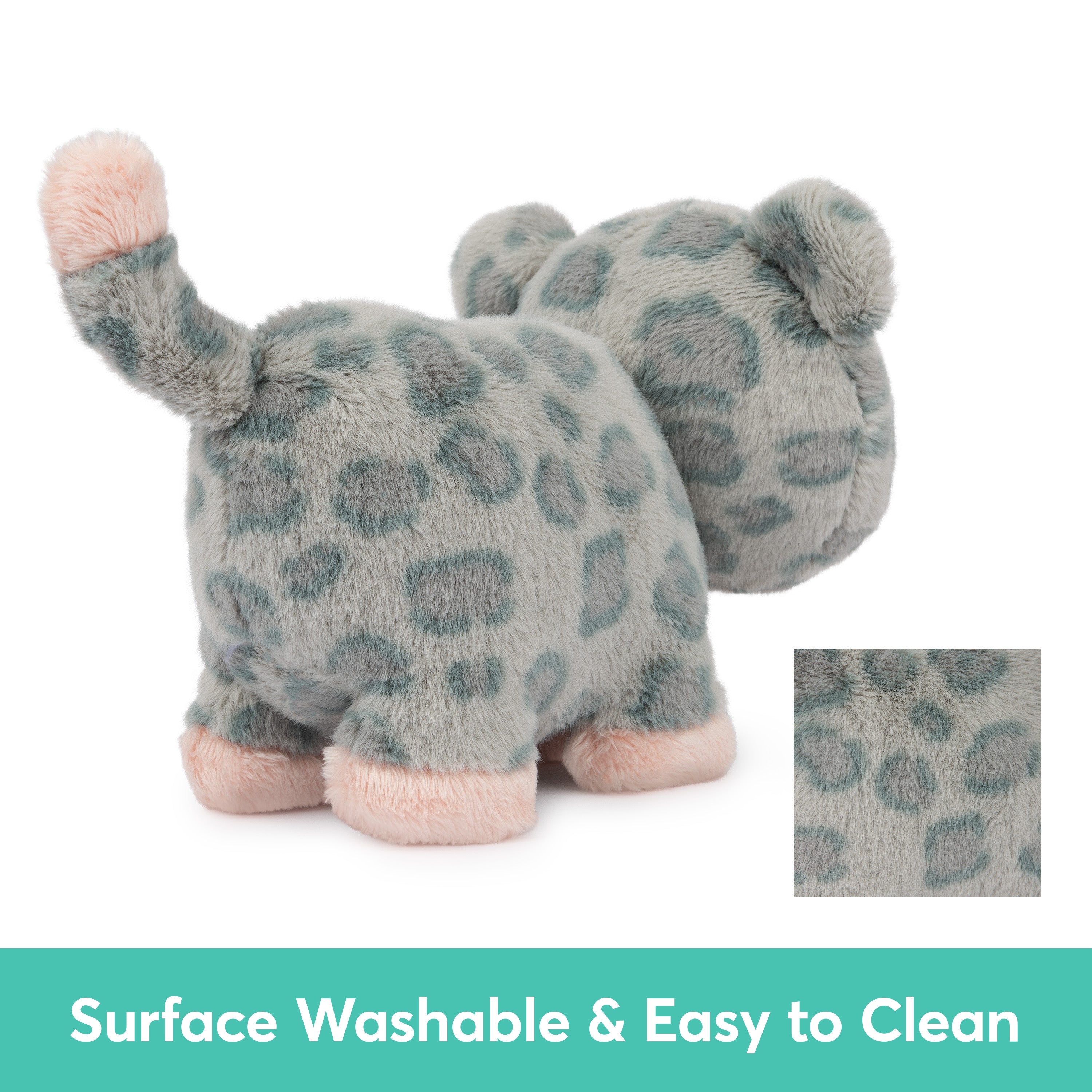 Baby GUND Safari Friends Collection Plush Leopard with Chime, Sensory Toy Stuffed Animal for Babies and Newborns, Gray/Pink, 7"