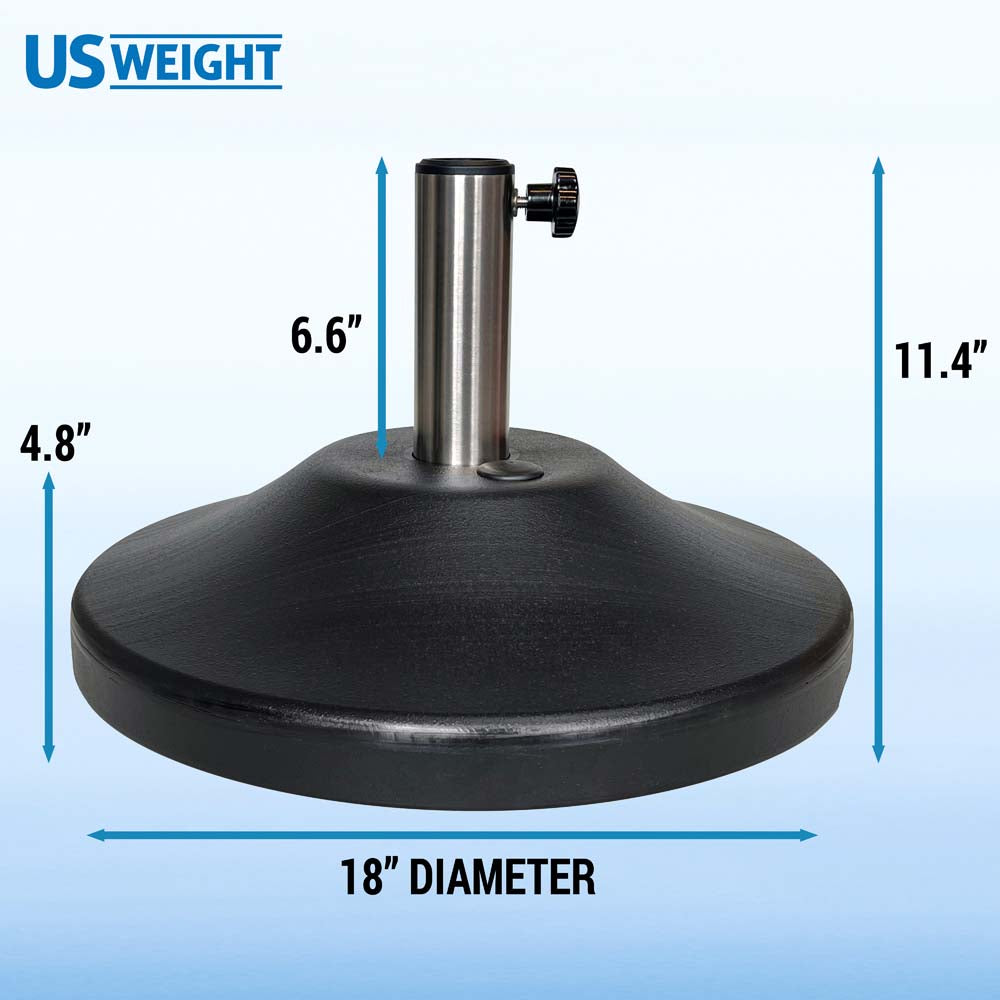 50 lb Premium Umbrella Base with Stainless Stem (Black)