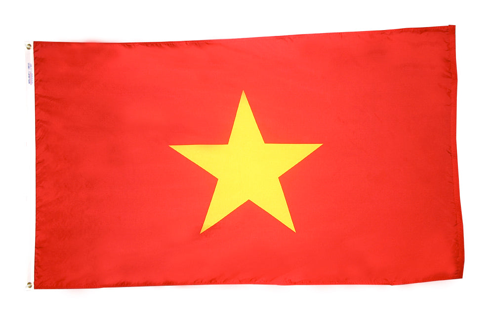 Vietnam Flag 4x6 ft. Nylon SolarGuard Nyl-Glo 100% Made in USA to Official United Nations Design Specifications.