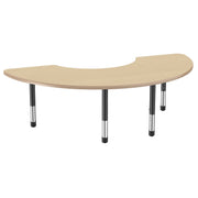 36" x 72" Half Moon Thermofused Activity Table with Adjustable Chunky Legs - Maple/Maple/Black