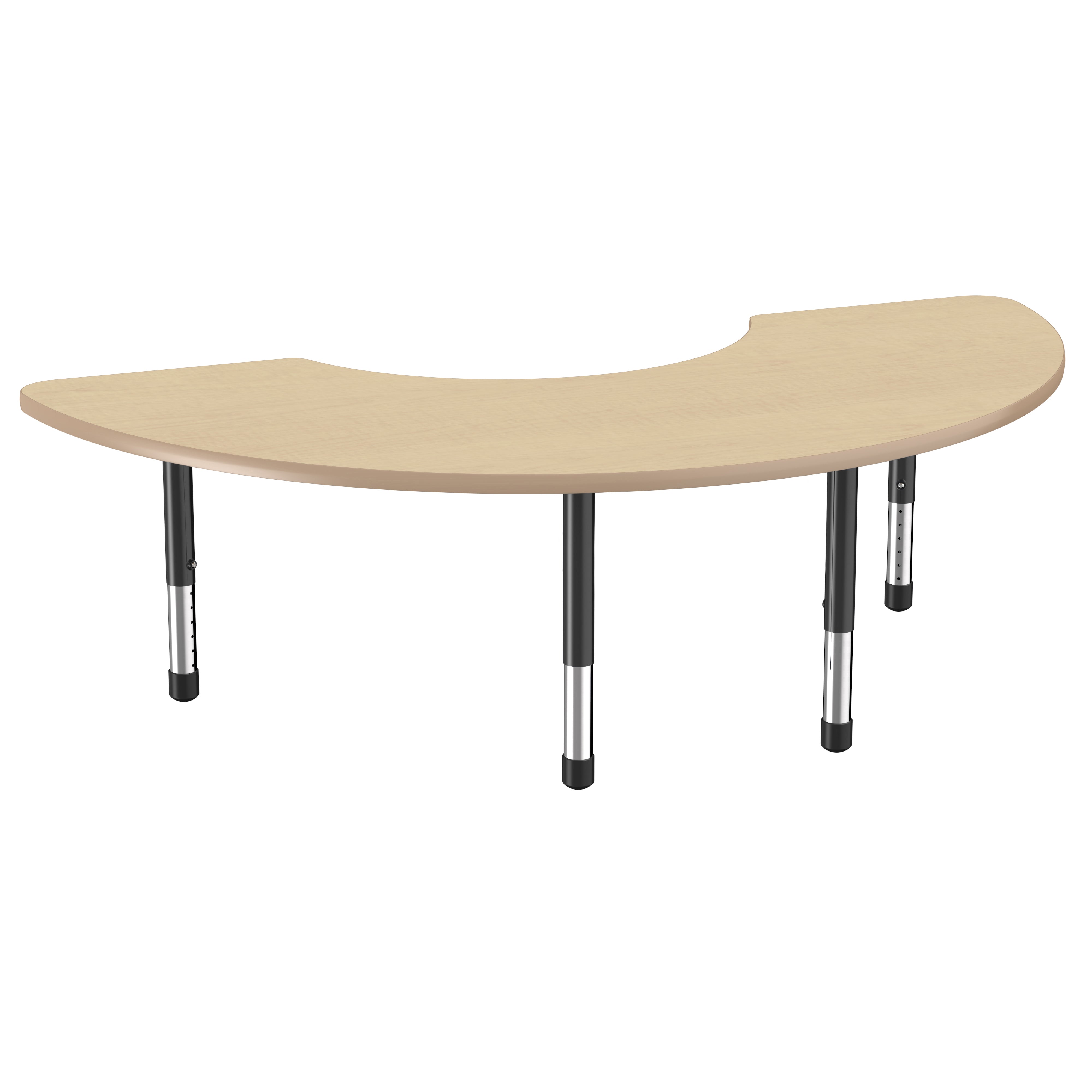 36" x 72" Half Moon Thermofused Activity Table with Adjustable Chunky Legs - Maple/Maple/Black