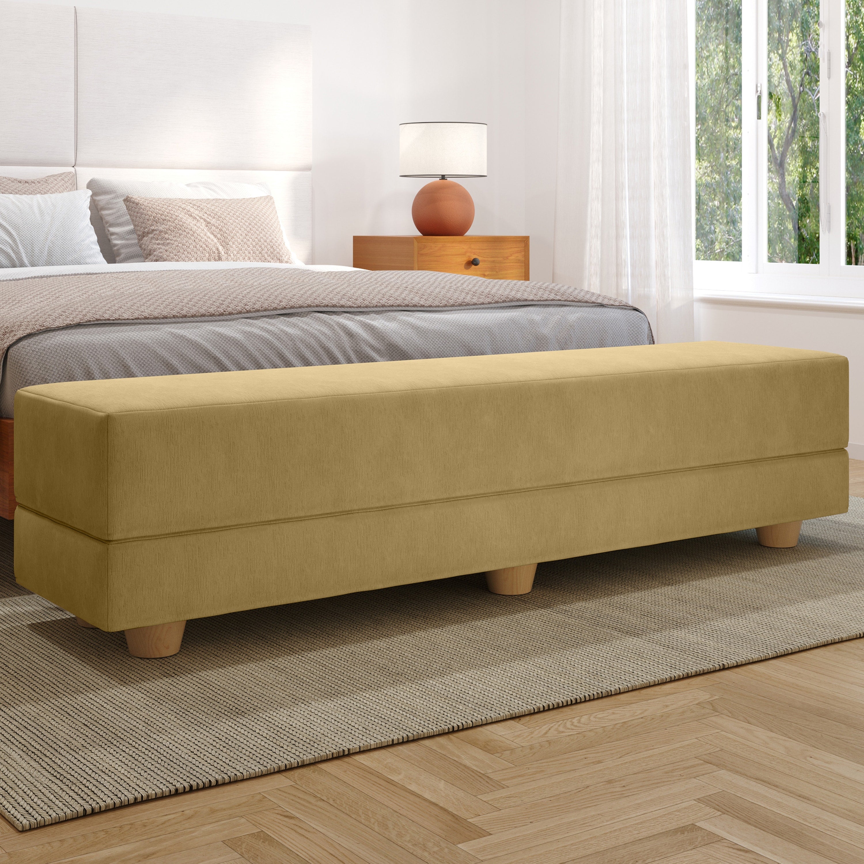 Jaxx Camden Convertible Bed Bench / Fold-Out Twin Guest Bed, Camel