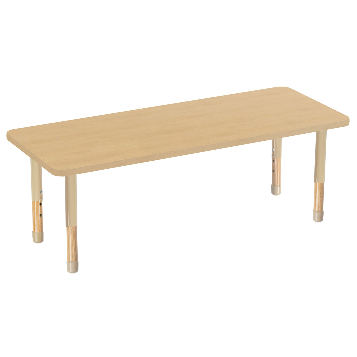 24" x 60" Rectangle Thermofused Activity Table with Adjustable Chunky Wood Legs - Maple Grain/Sand/Natural