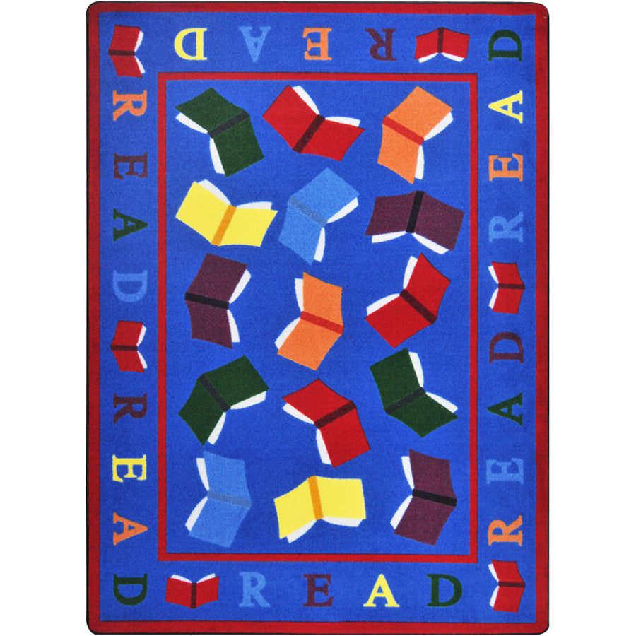 Scattered Books 10'9" x 13'2" area rug in color Multi