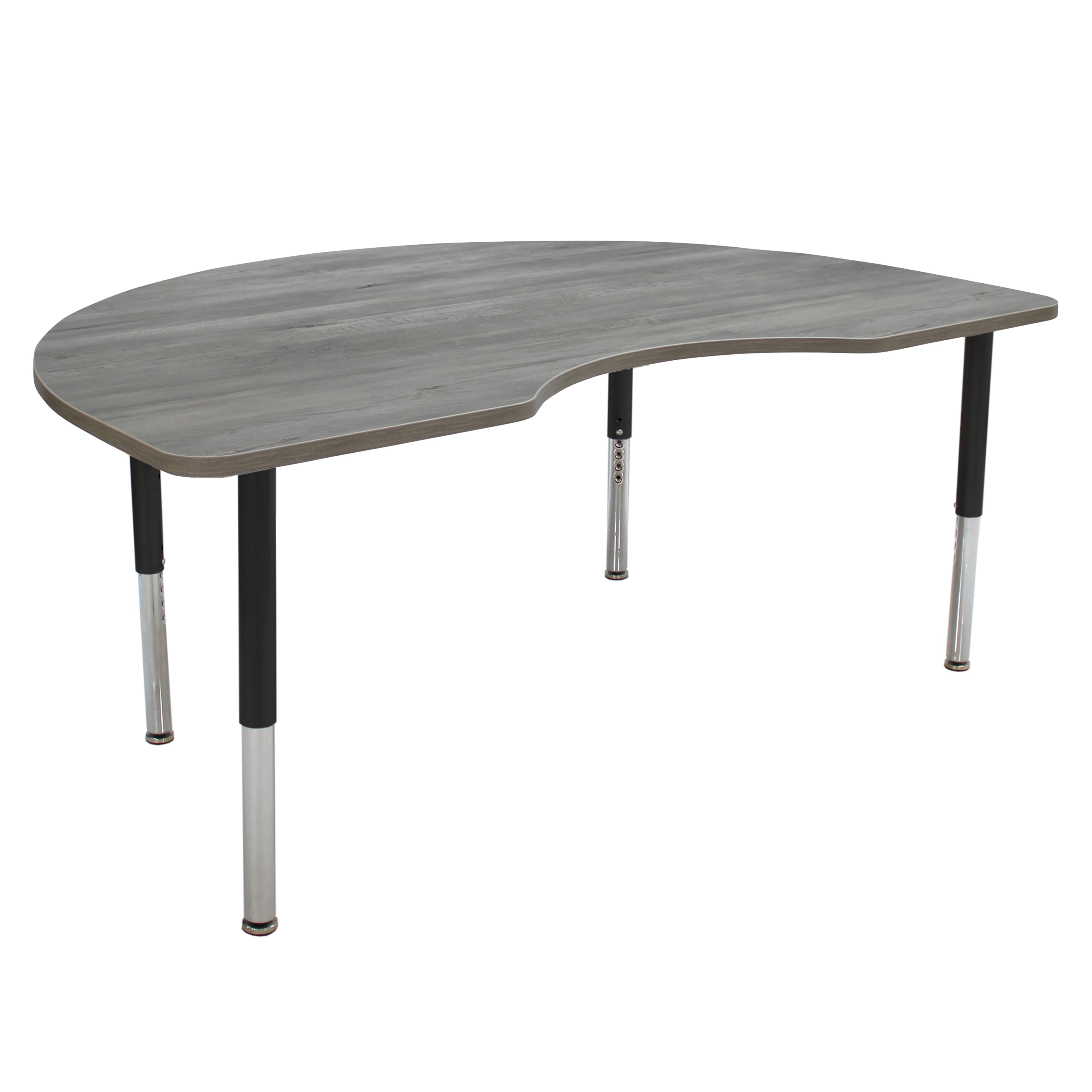 48" x 72" Kidney La Madera Activity Table with Adjustable Super Legs - Light Gray Wood/Black
