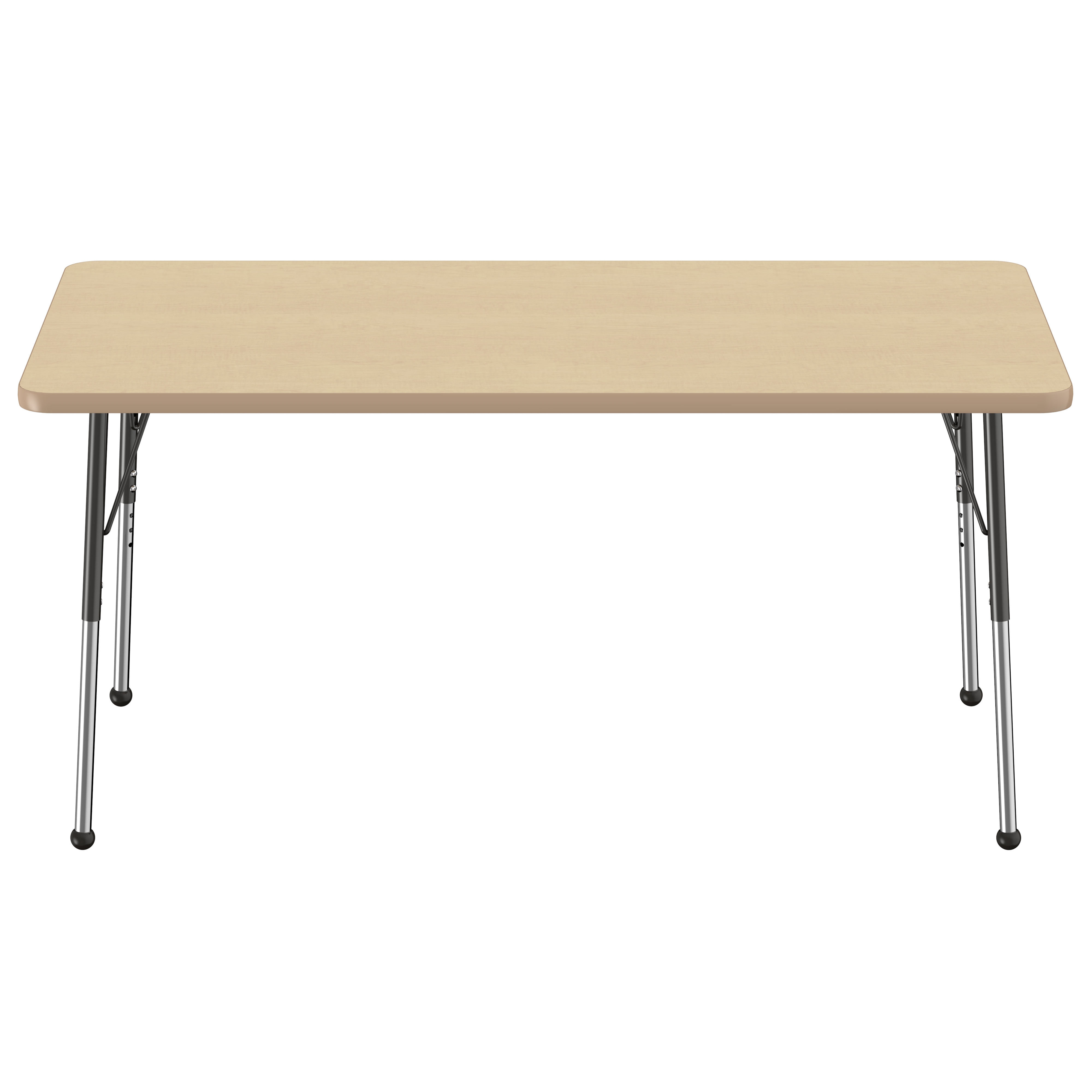 30" x 60" Rectangle T-Molding Activity Table with Adjustable Standard Ball Glide Legs - Maple/Maple/Black