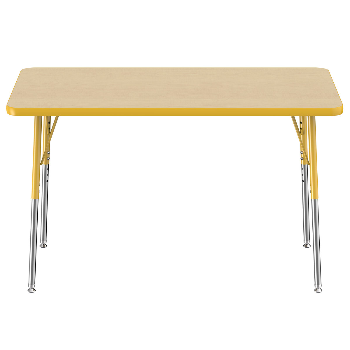 24" x 48" Rectangle T-Molding Activity Table with Adjustable Standard Swivel Glide Legs - Maple/Yellow