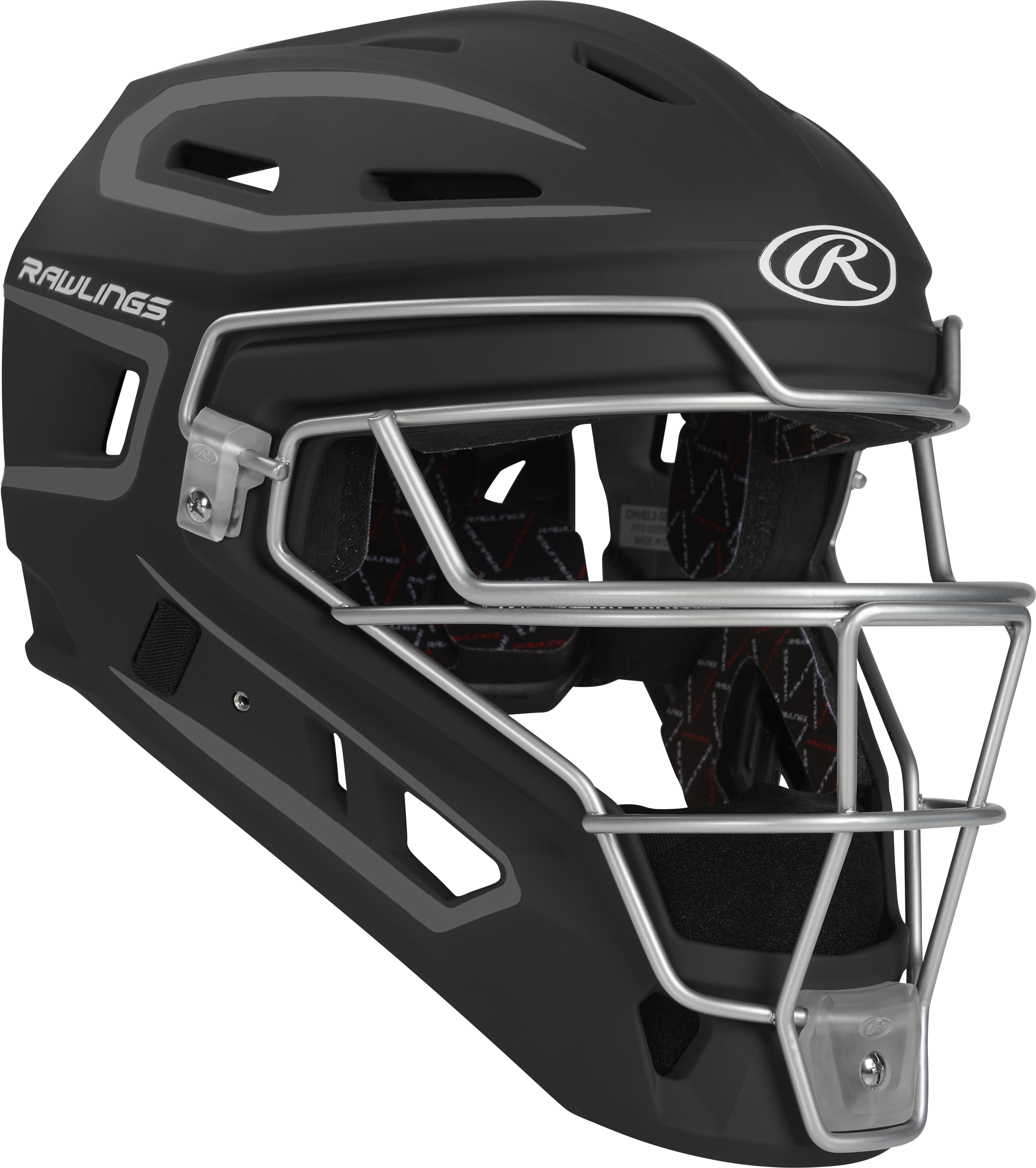 Rawlings Velo 2.0 Matte Junior Catchers Helmet - Black/Graphite
