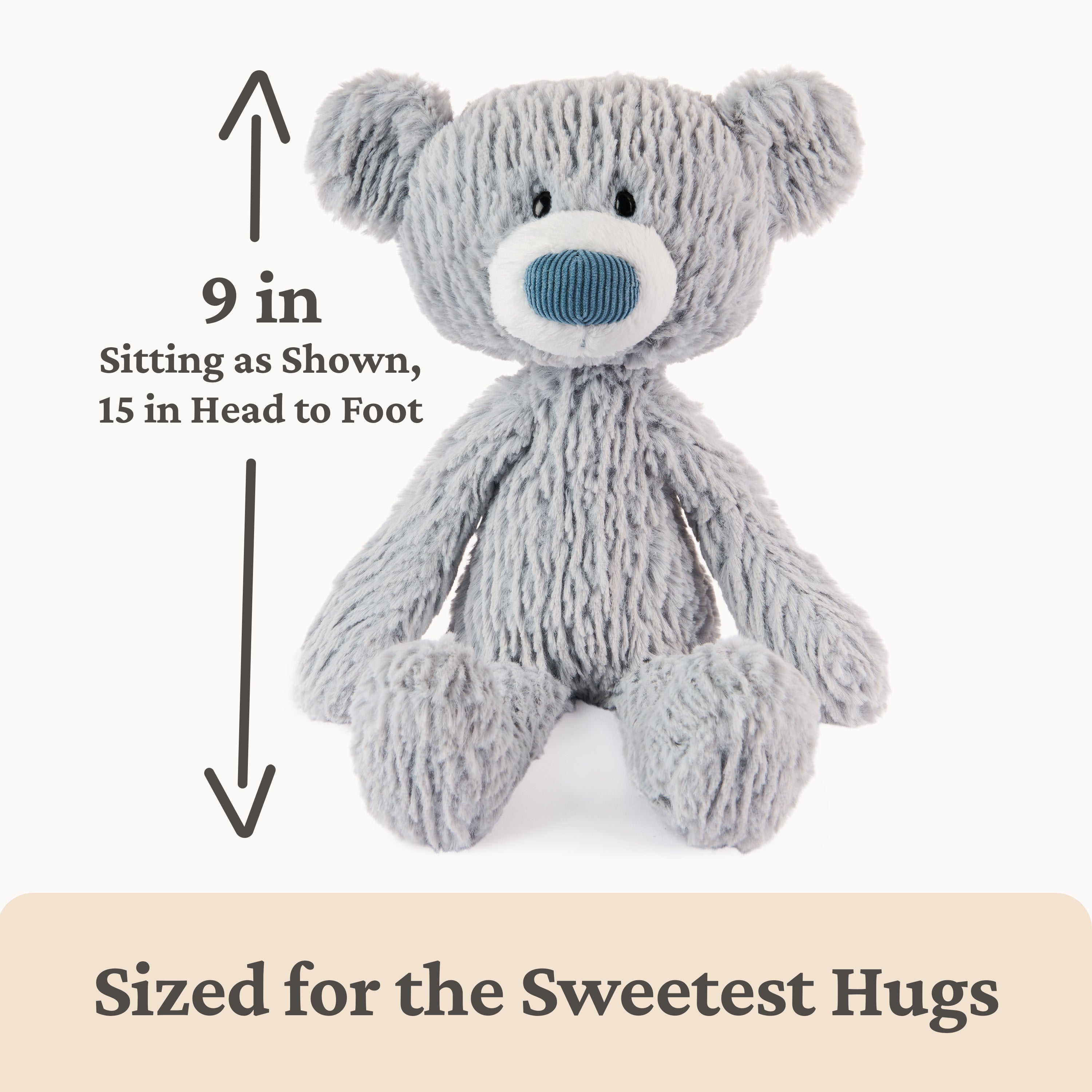 GUND Toothpick Wavy Bear, Teddy Bear Stuffed Animal for Ages 1 and Up, Gray, 15”