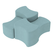 Pro Series Upholstered Bowtie Ottoman, 4-Piece - Sky Blue Crosshatch