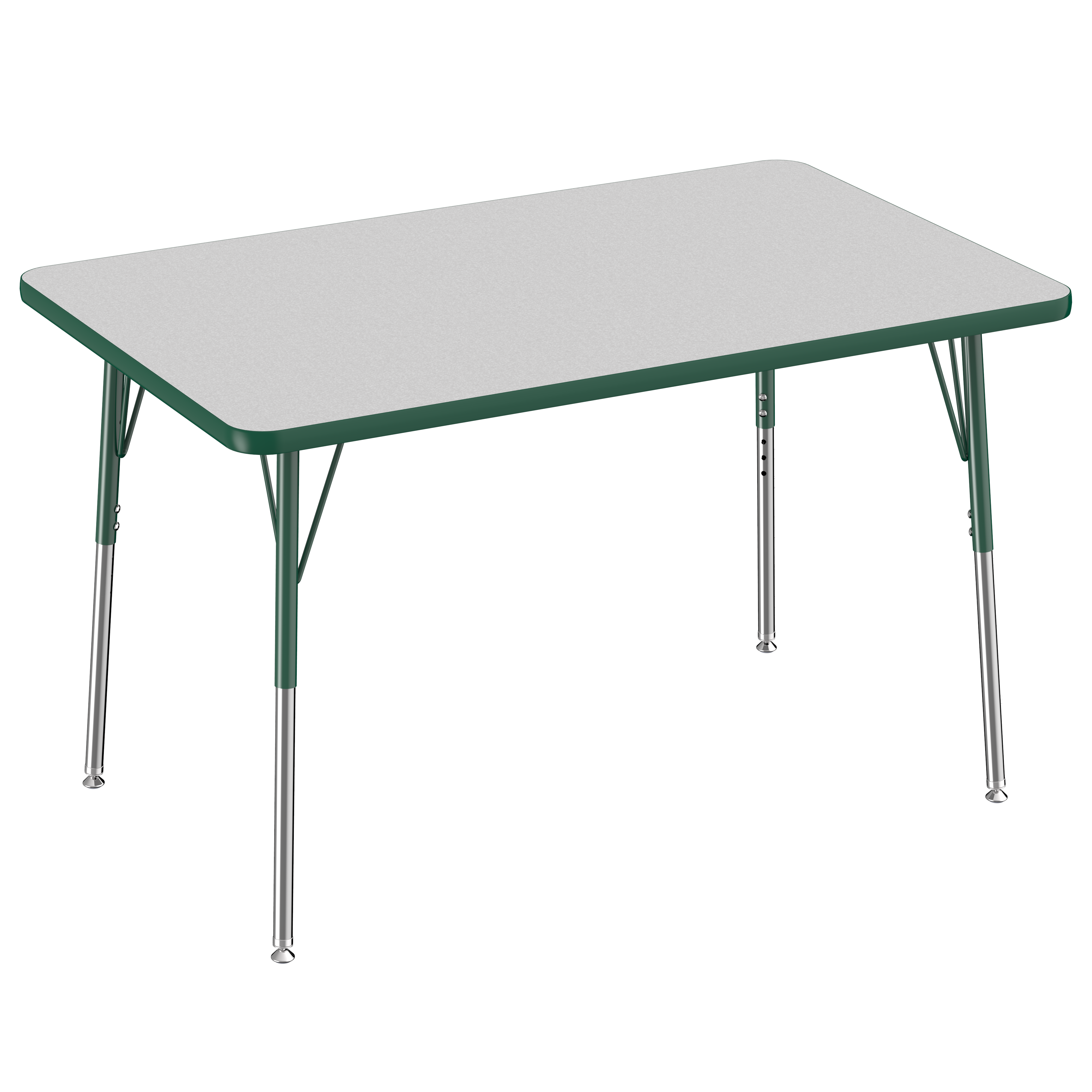 30" x 48" Rectangle T-Molding Activity Table with Adjustable Standard Swivel Glide Legs - Gray/Green