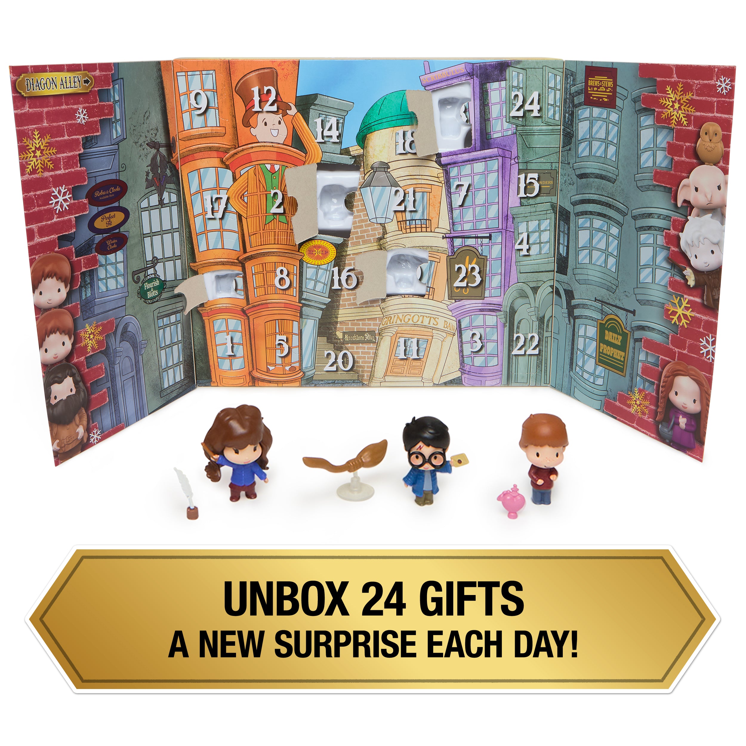 Wizarding World Harry Potter, Micro Magical Moments Diagon Alley Yuletide Advent Calendar 2025, 24 Surprise Toys, Christmas Countdown Calendar for Ages 6 and up