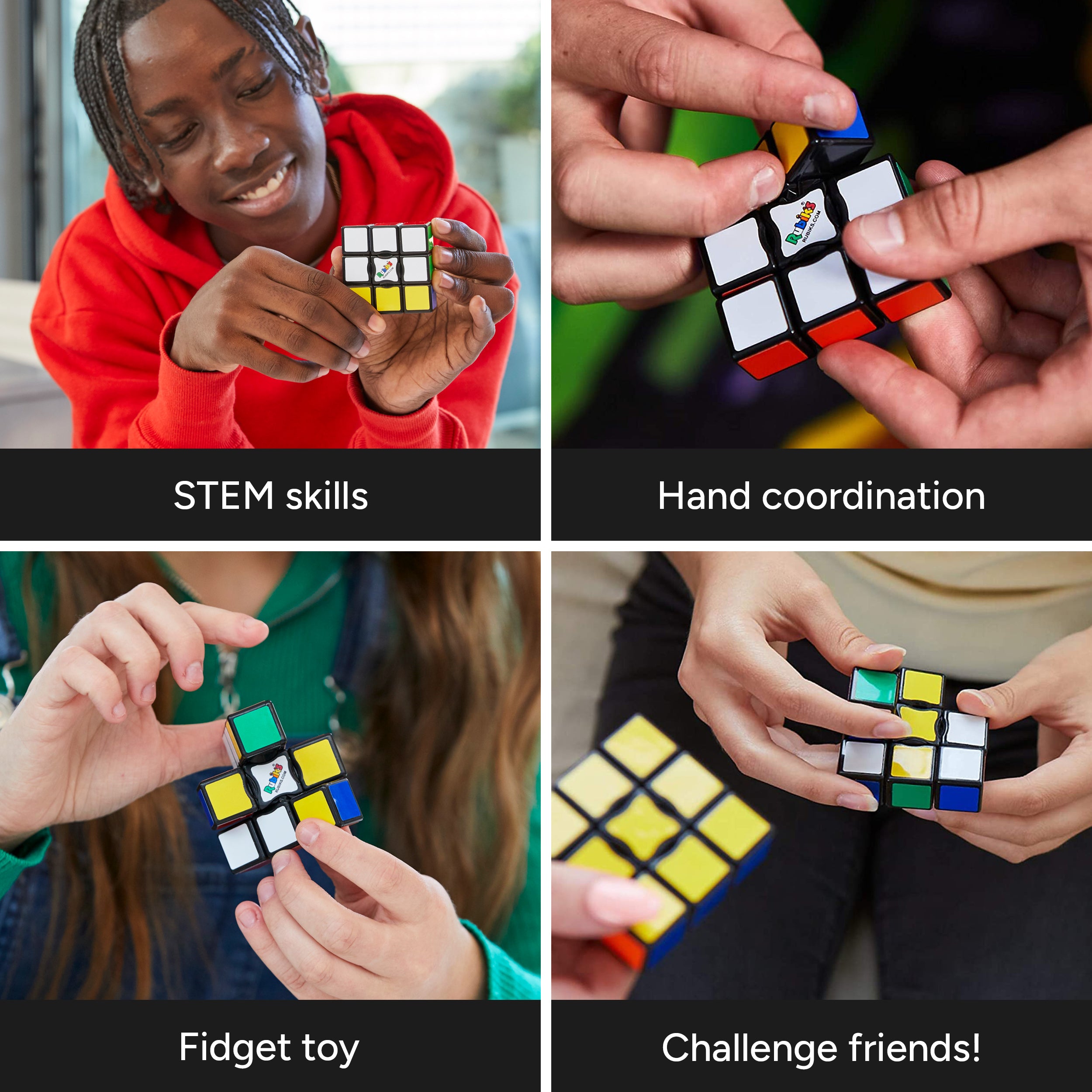 Rubik’s Cube, Edge, 3x3x1 Cube for Beginners, Single Layer Puzzle Problem-Solving STEM Toy, Problem-Solving Brain Teaser, Classic Color-Matching Puzzle, Fidget Toy for Ages 8 & Up