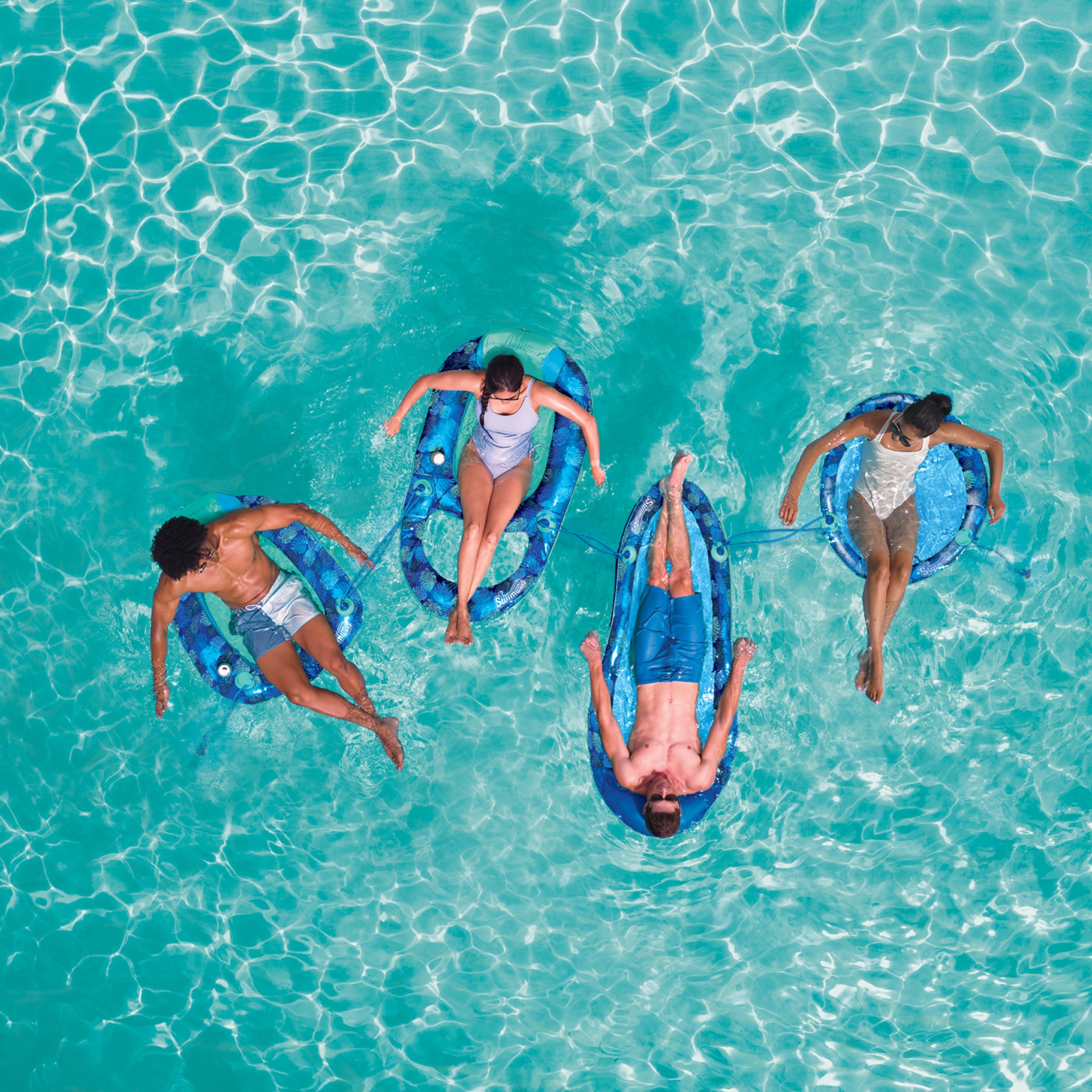 Swimways Elite Spring Float Papasan Pool Lounger, Inflatable Pool Floats with Fast Inflation, Pool Lounge Chair for Adults up to 250 lbs
