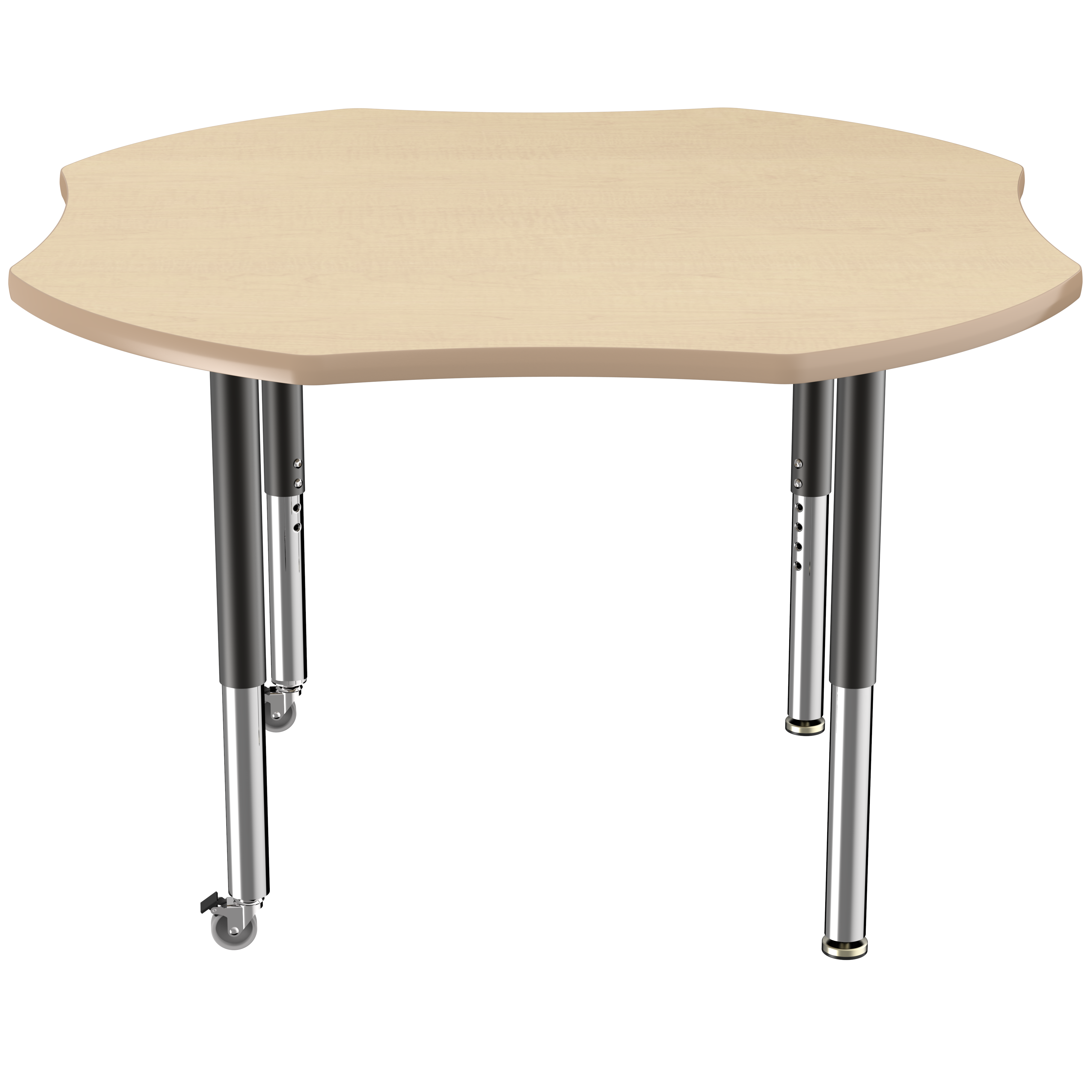 48" x 48" Clover T-Molding Activity Table with Adjustable Super Legs - Maple/Maple/Black