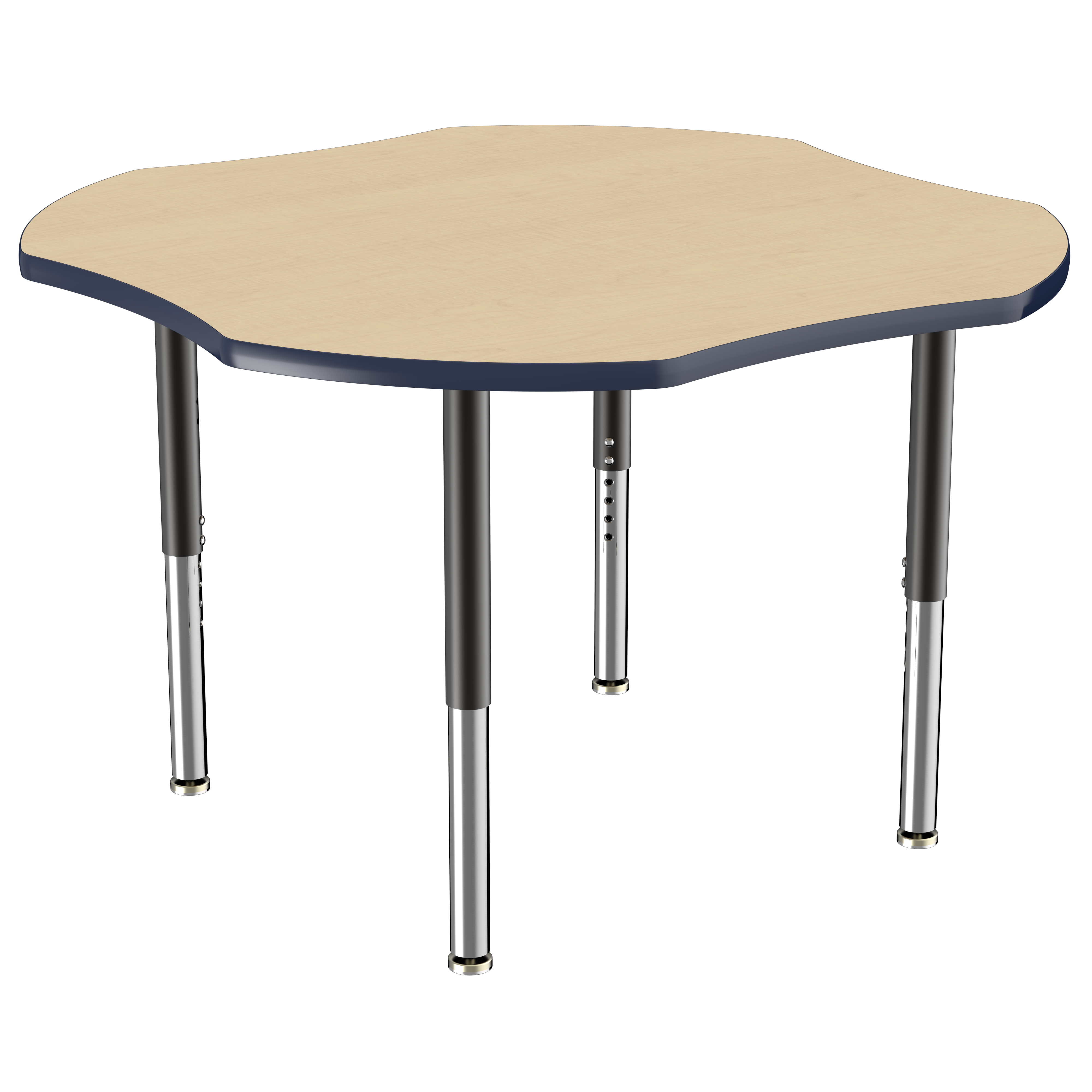 48" x 48" Clover T-Molding Activity Table with Adjustable Super Legs - Maple/Navy/Black