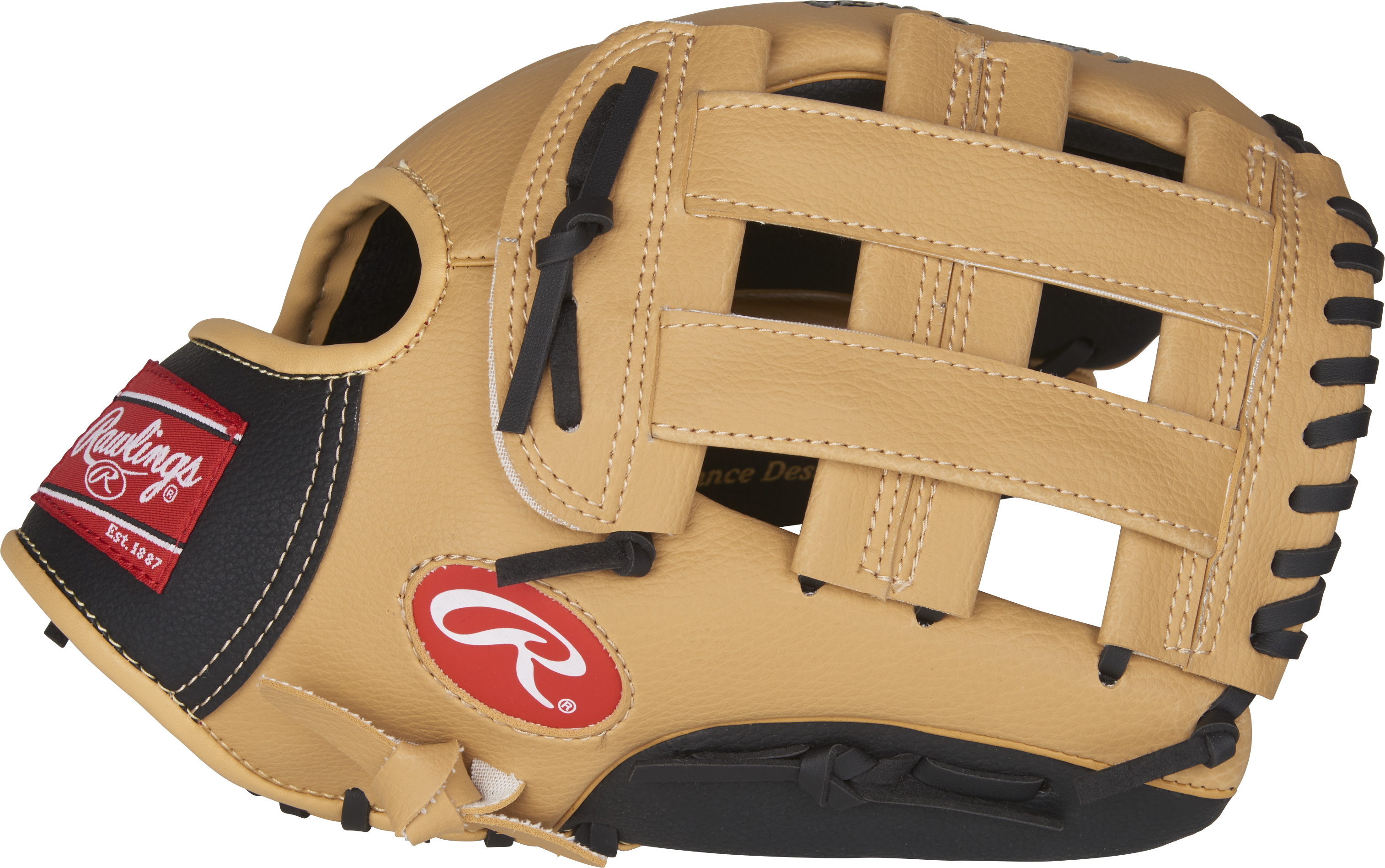 Rawlings Players Series Youth 11.5-Inch Baseball Glove - Right Hand Thrower - Black/Camel