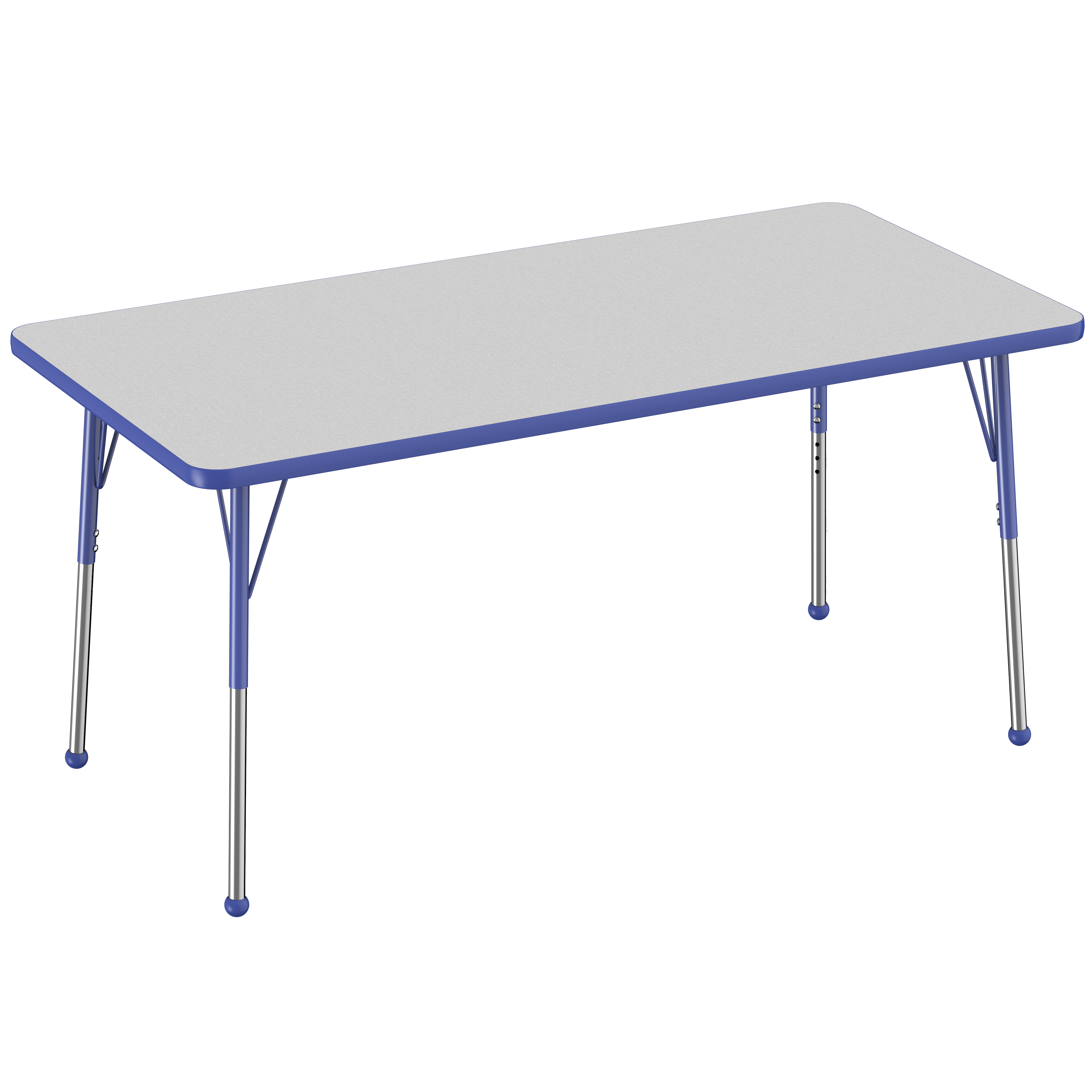 30" x 60" Rectangle T-Molding Activity Table with Adjustable Standard Ball Glide Legs - Gray/Blue