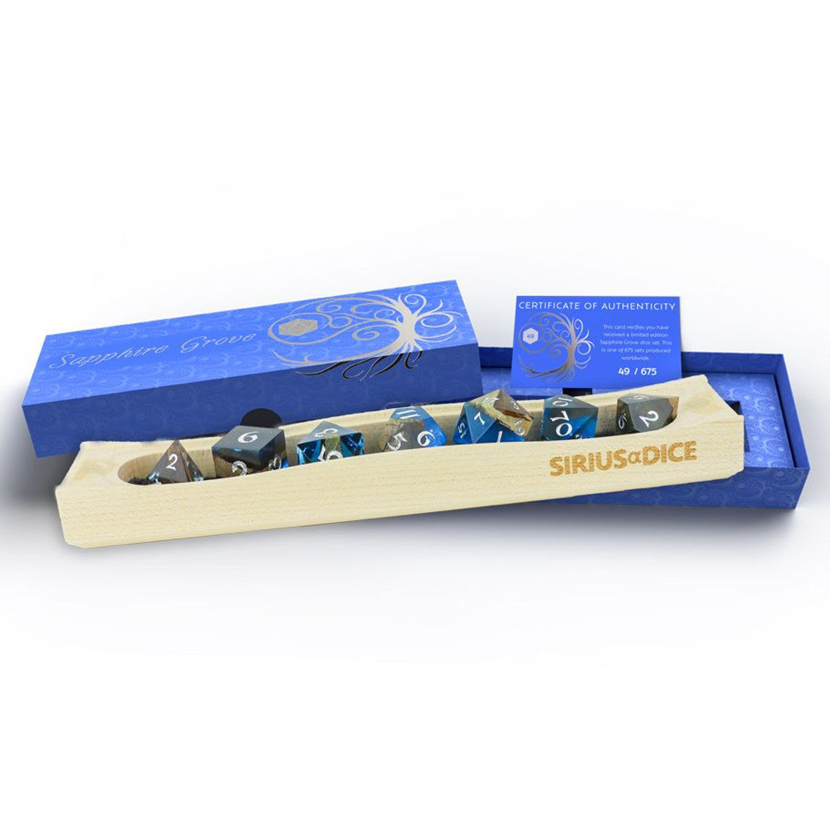 7-Set Sapphire Grove Blue Resin with Nanmu-Style Phoebe Zhennan Wood and White
