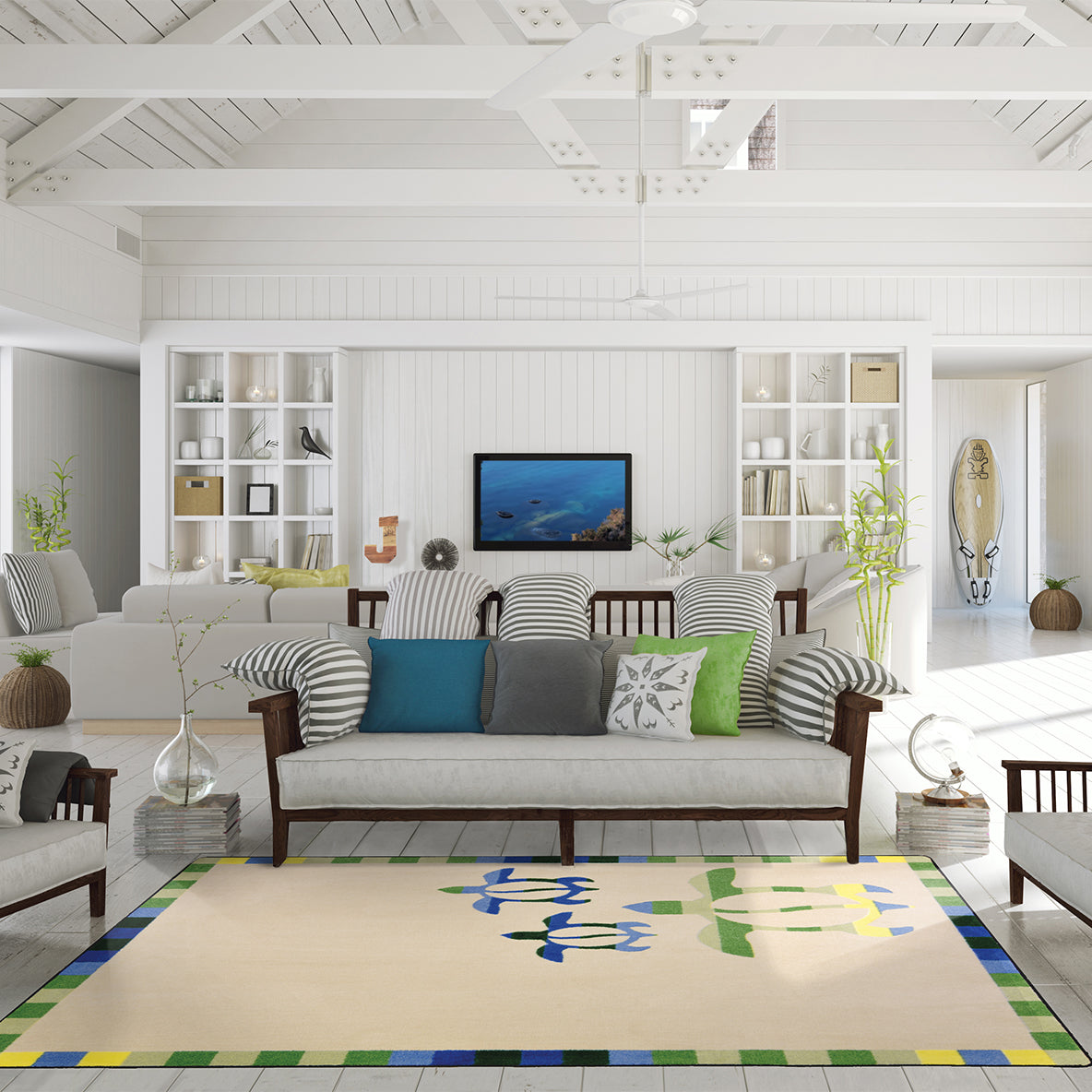 Sea Turtle Cove 5'4" x 7'8" area rug in color Multi
