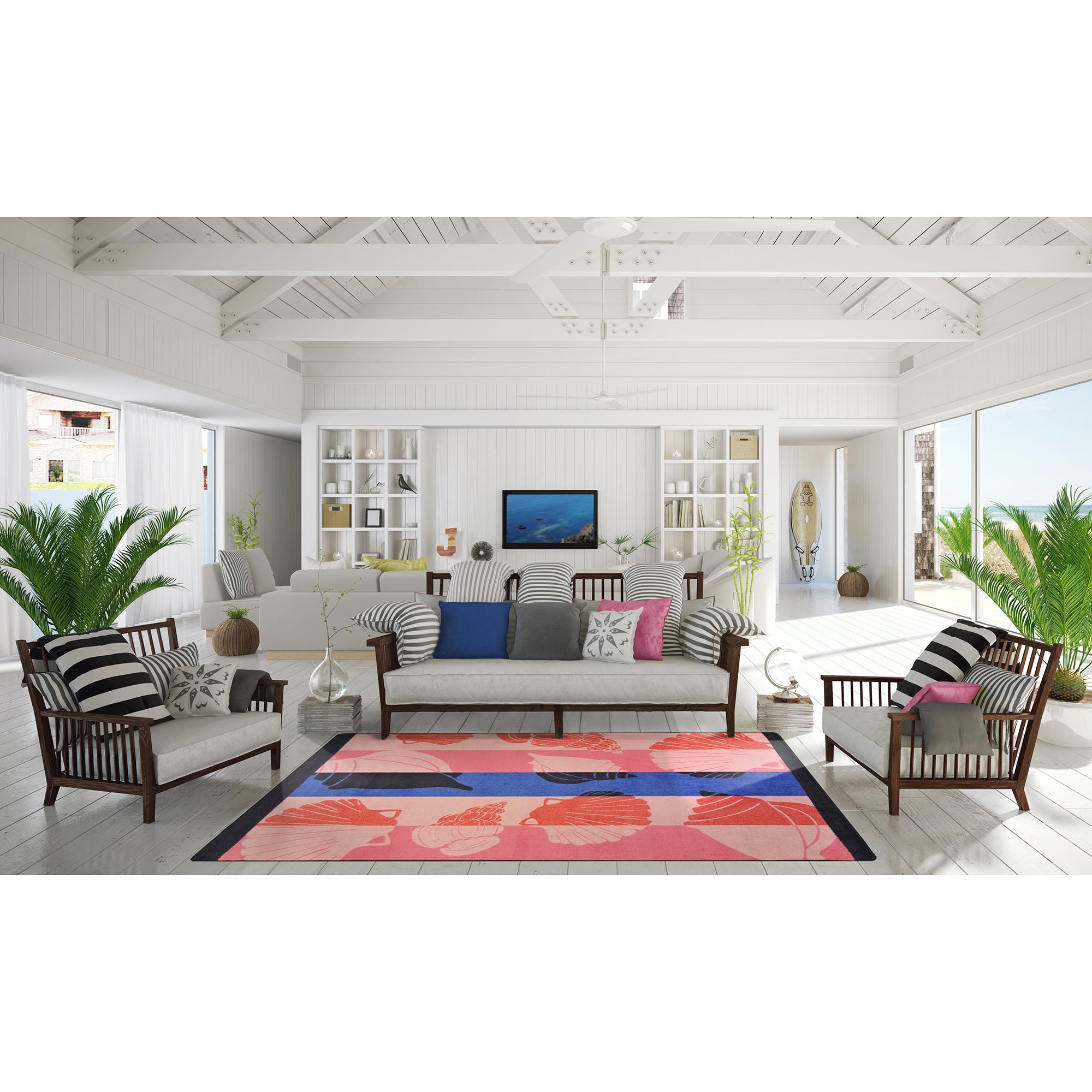 Seashell Lagoon 7'8" x 10'9" area rug in color Multi