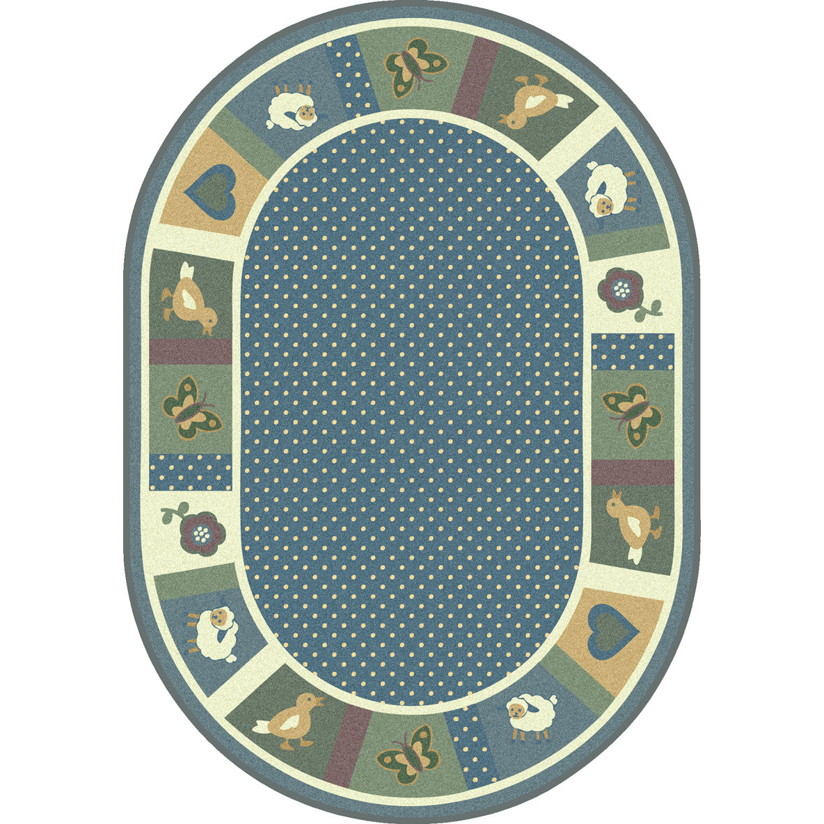 Seeing Spots 7'8" x 10'9" Oval area rug in color Soft
