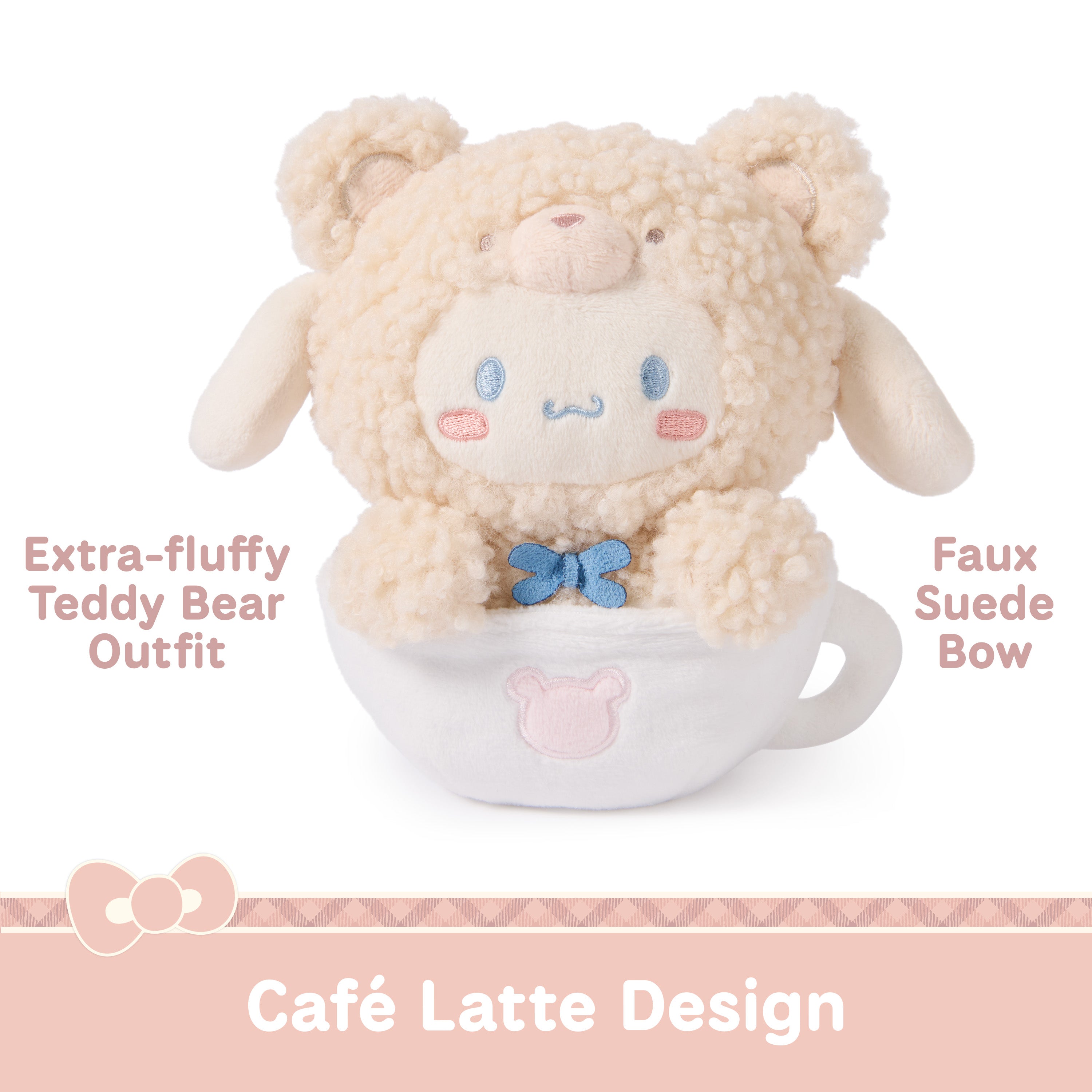 GUND Sanrio Official Hello Kitty and Friends Cinnamoroll Café Latte Teddy Bear Plush, Collectible Plush Toy, Stuffed Animal for Ages 1 and Up, 6”