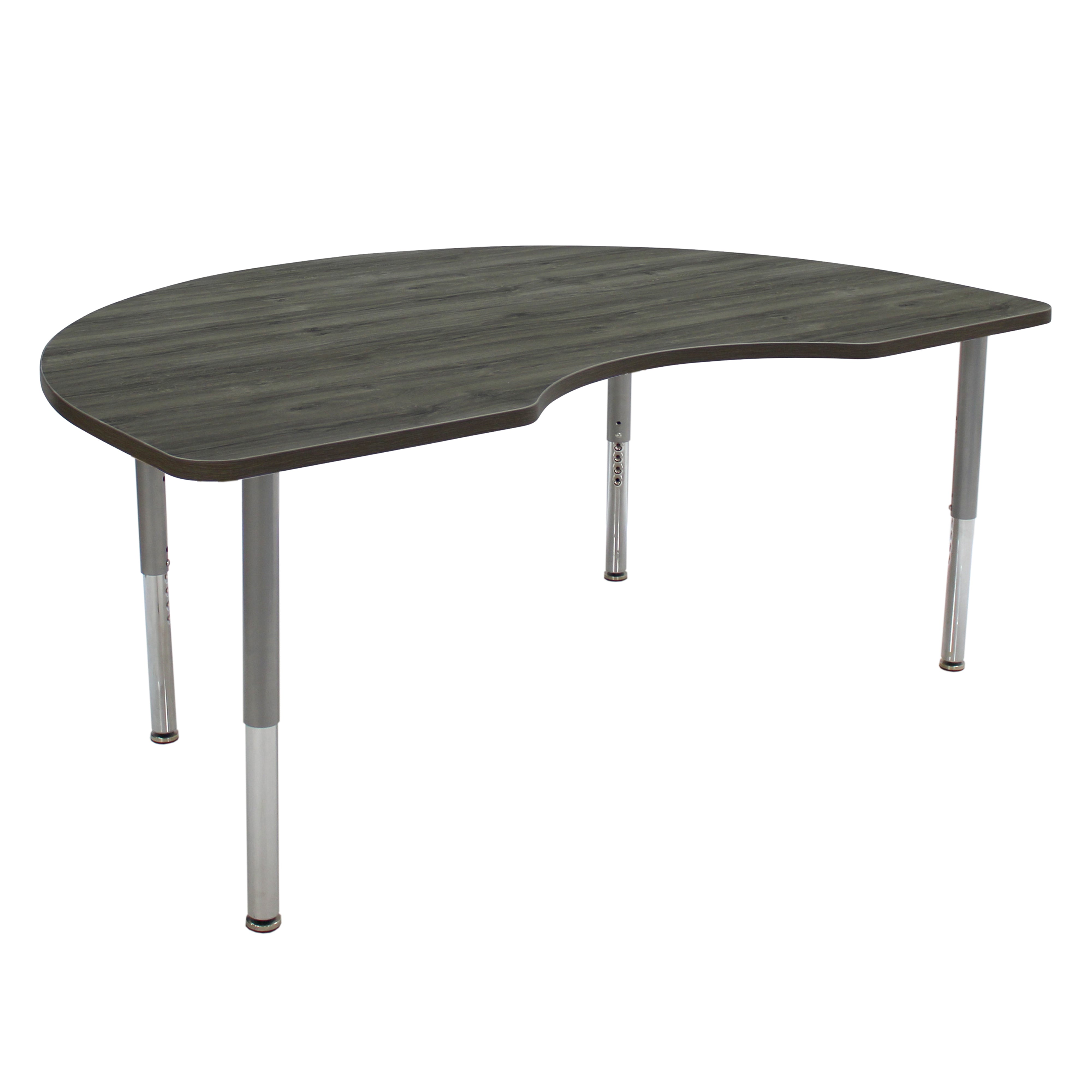48" x 72" Kidney La Madera Activity Table with Adjustable Super Legs - Gray Wood/Silver