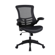OfficeSource Serene 2.0 Bonded Leather Flip Arm Task Chair - Black