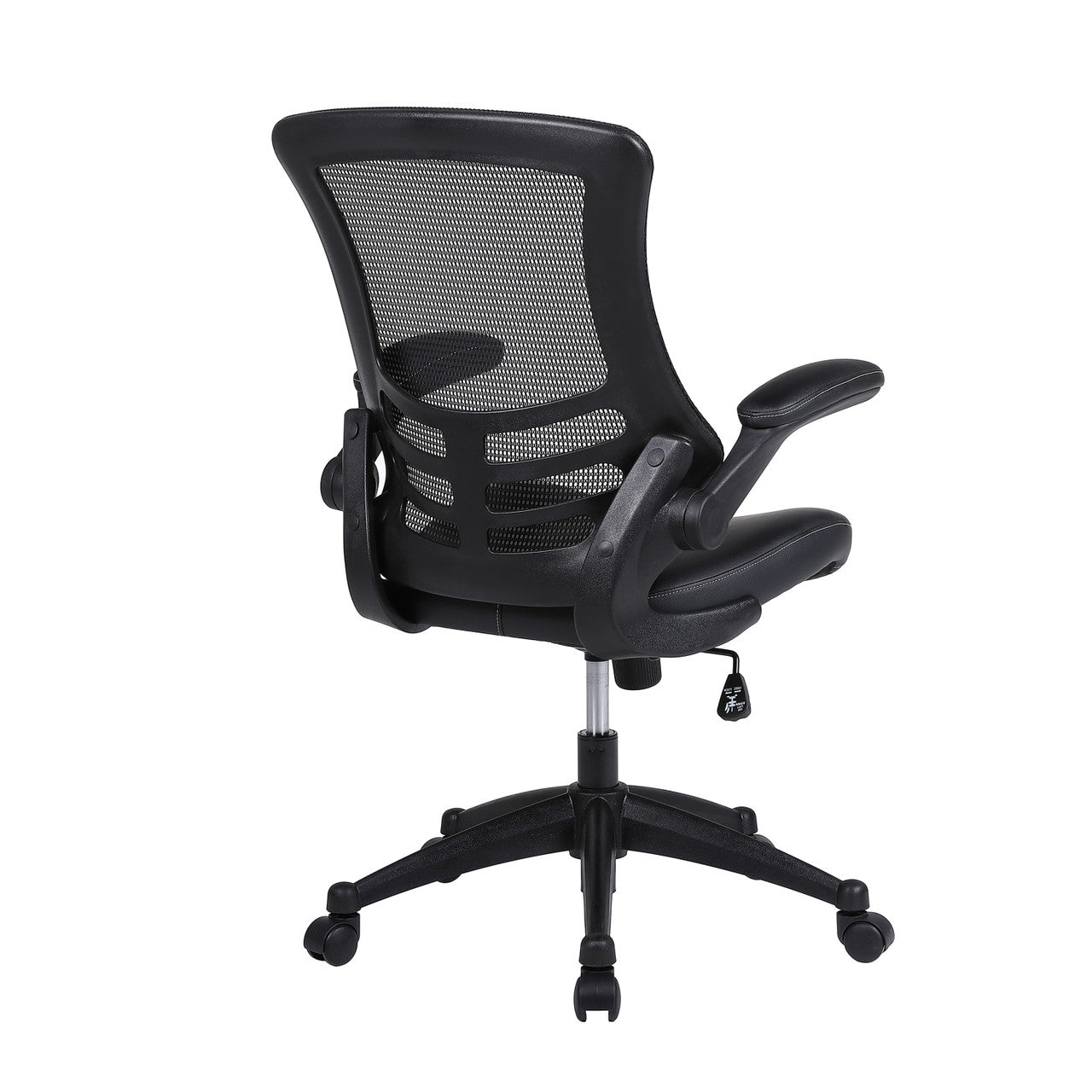 OfficeSource Serene 2.0 Bonded Leather Flip Arm Task Chair - Black