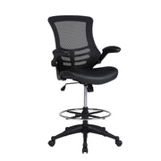 OfficeSource Serene 2.0 Bonded Leather Flip Arm Stool - Black