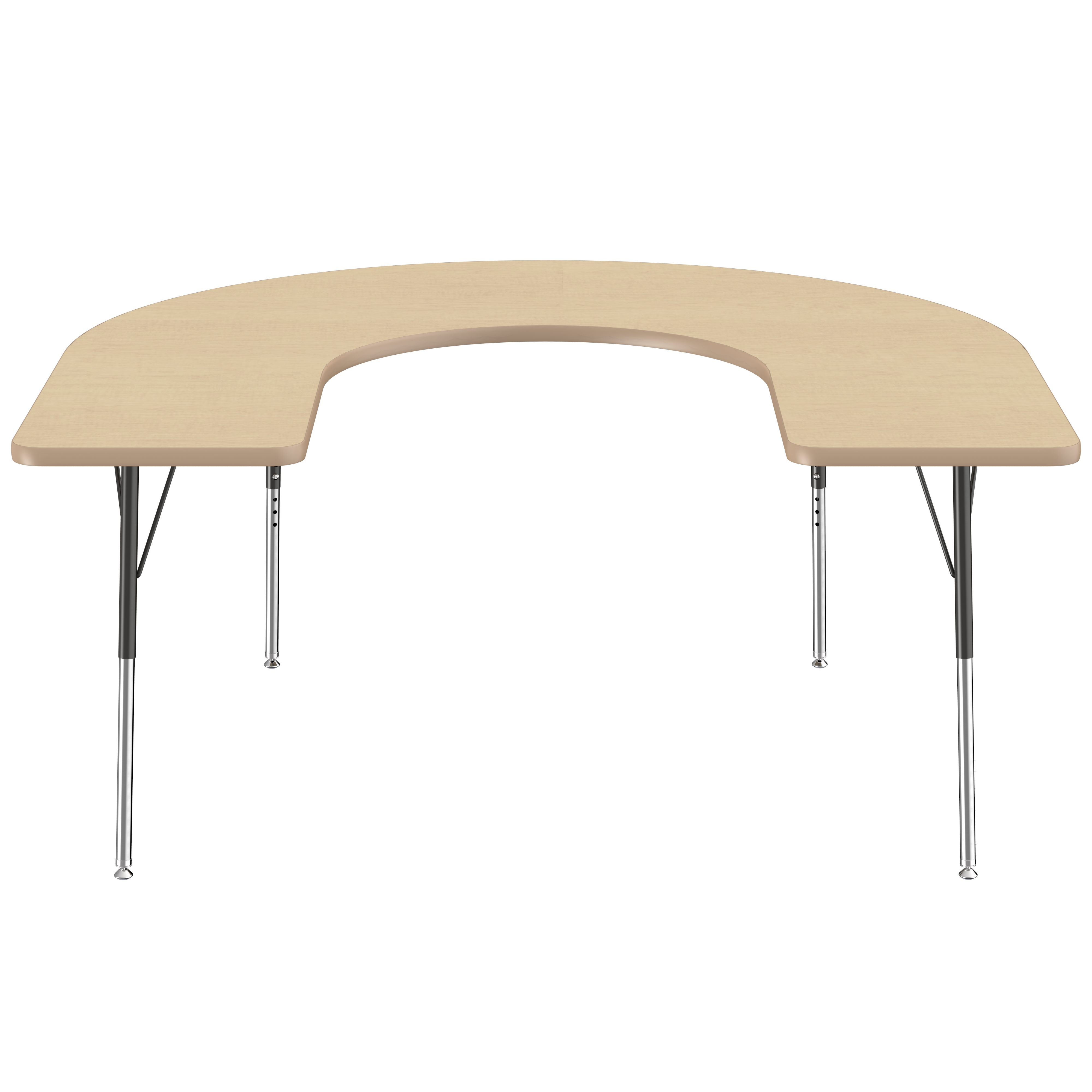 60" x 66" Horseshoe T-Molding Activity Table with Adjustable Standard Swivel Glide Legs - Maple/Maple/Black