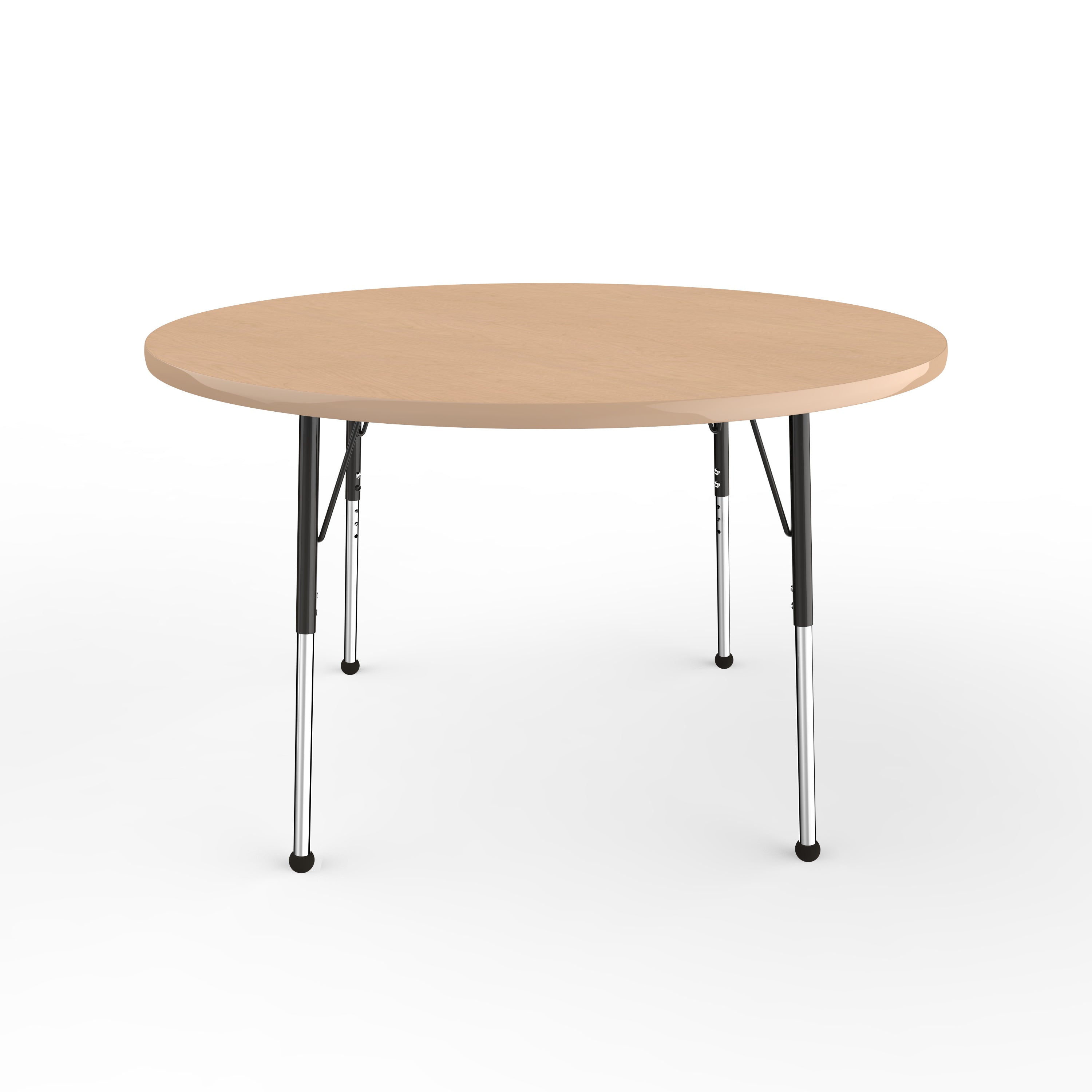 48" Round T-Molding Activity Table with Adjustable Standard Ball Glide Legs - Maple/Maple/Black