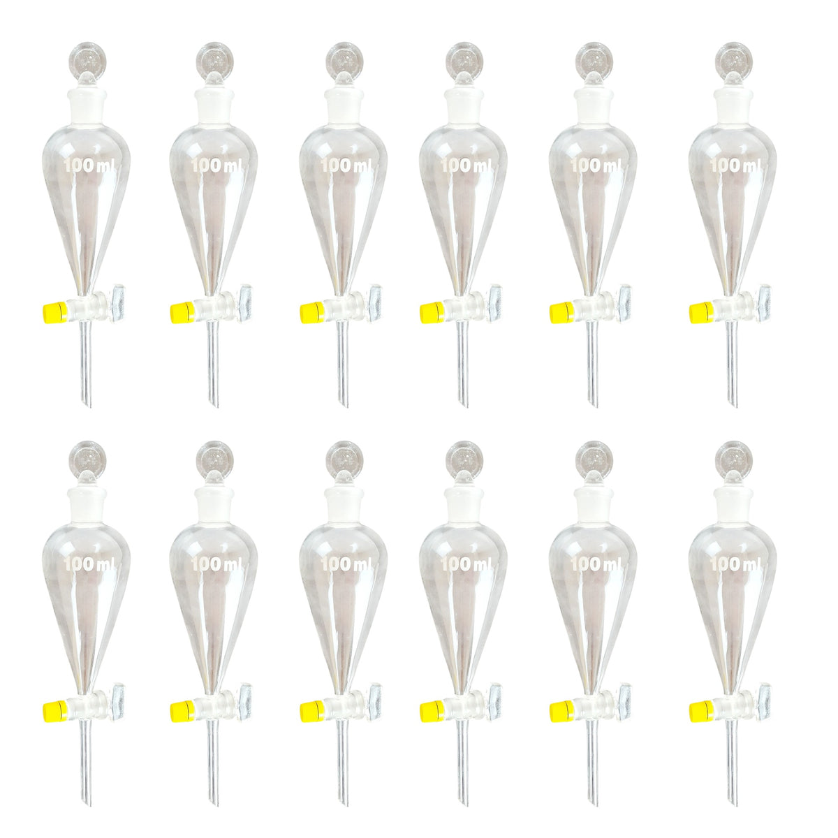 Funnel, Separatory, Borosilicate Glass, Glass Stopcock, 100ml, Case of 12